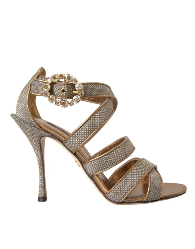 Bronze Crystal Strap Heels Sandals Shoes sold by Louxly