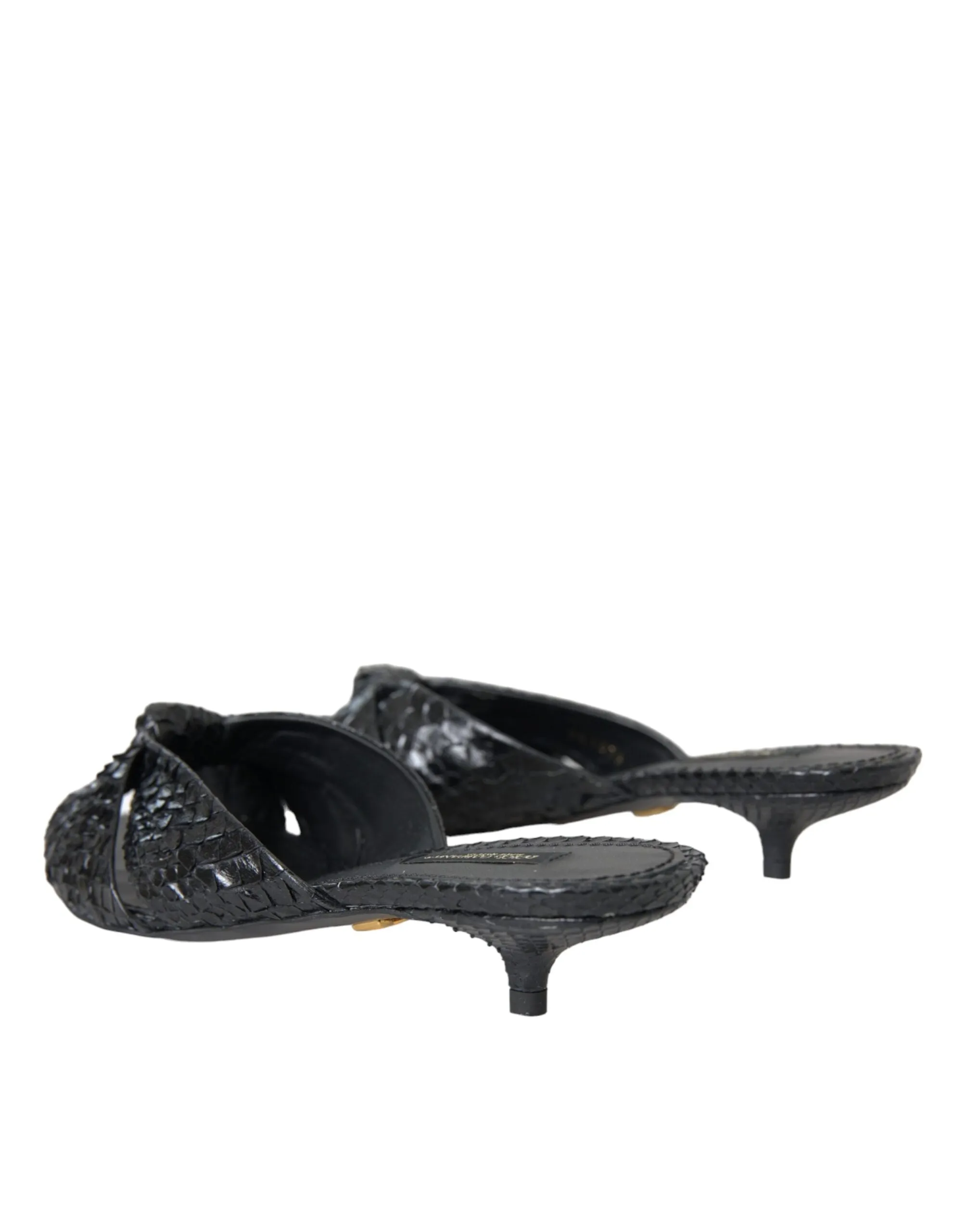 Black Exotic Leather Heels Slides Shoes sold by Louxly product image thumbnail 4
