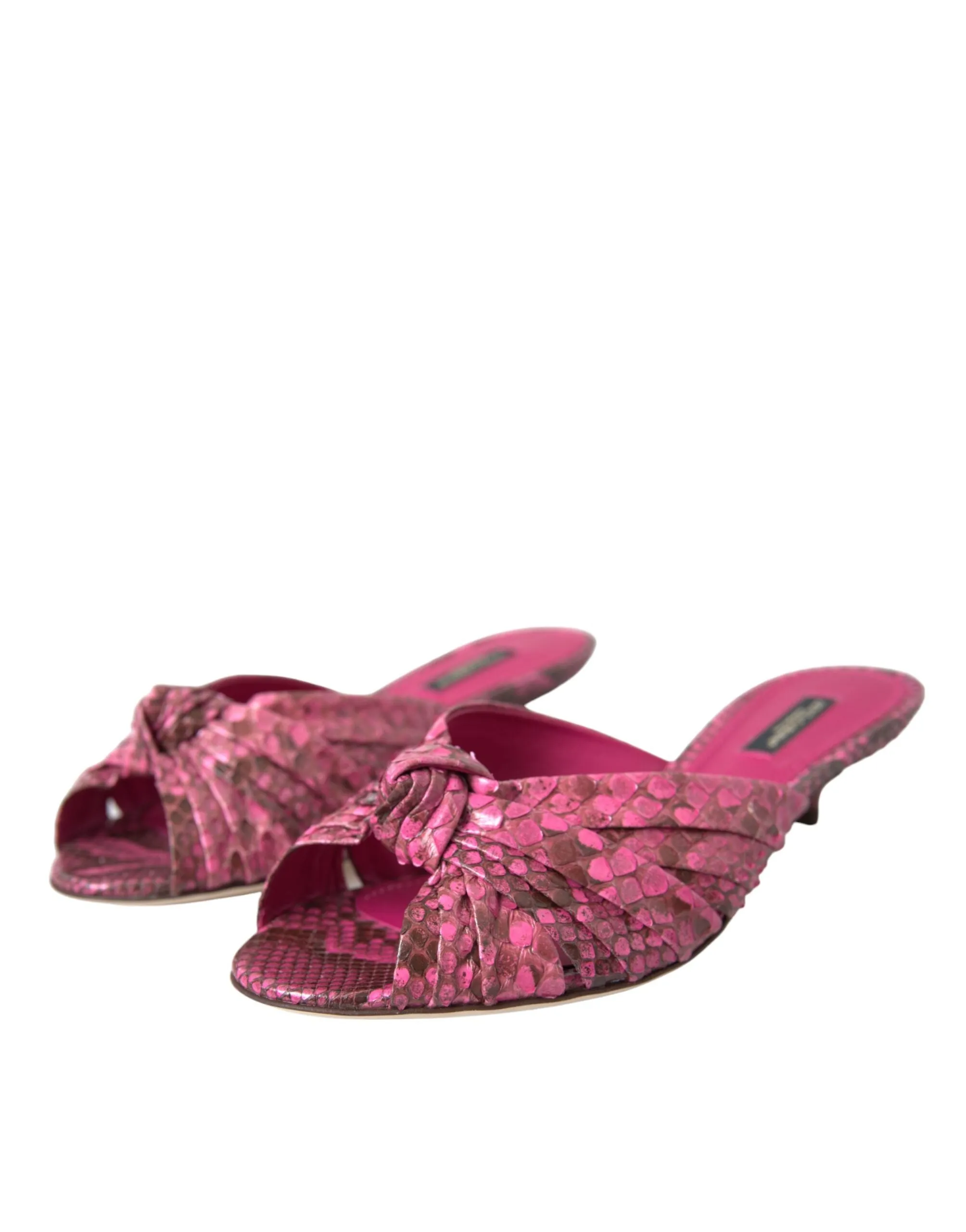 Pink Exotic Leather Kitten Heels Slides Shoes sold by Louxly product image thumbnail 3