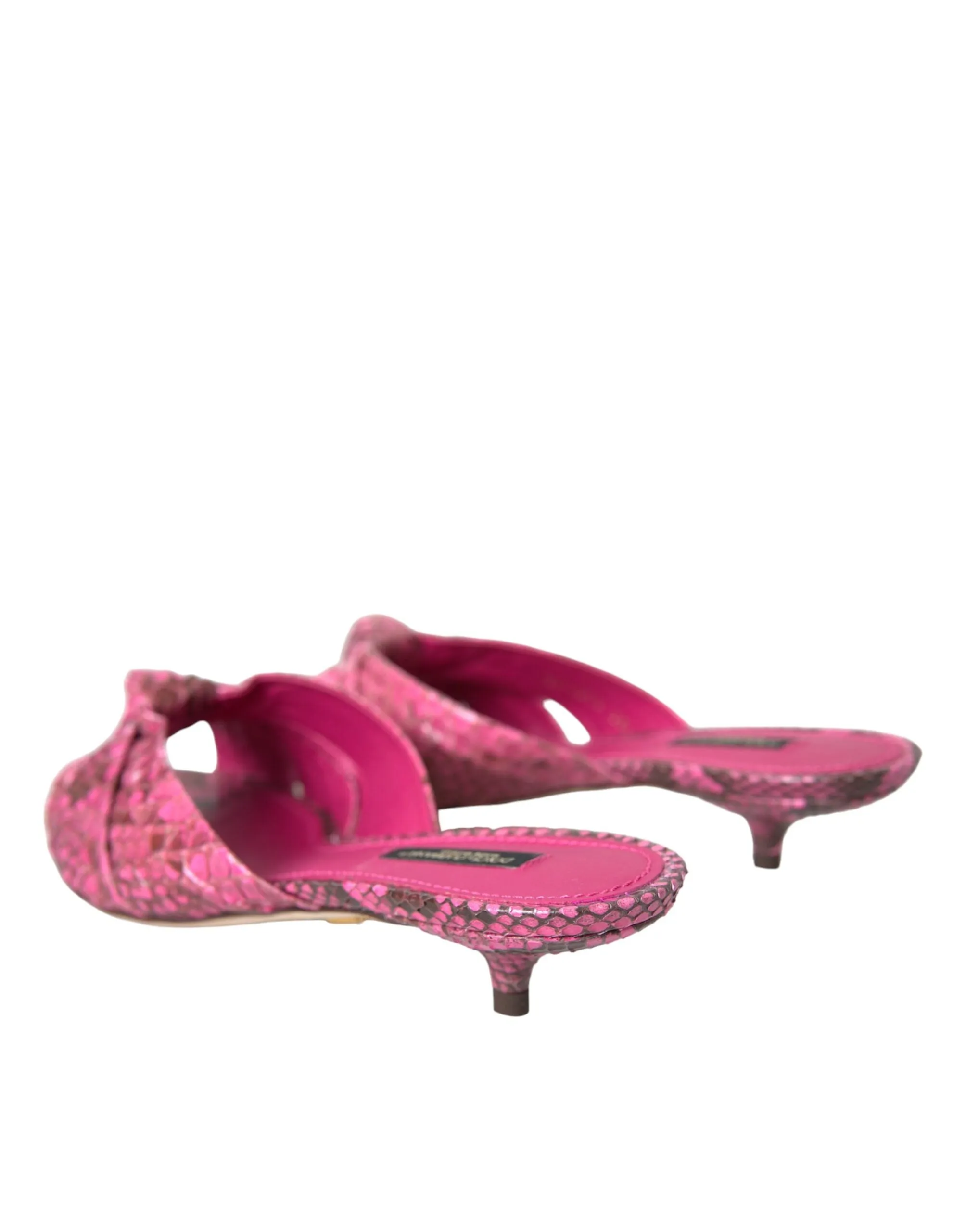 Pink Exotic Leather Kitten Heels Slides Shoes sold by Louxly product image thumbnail 4