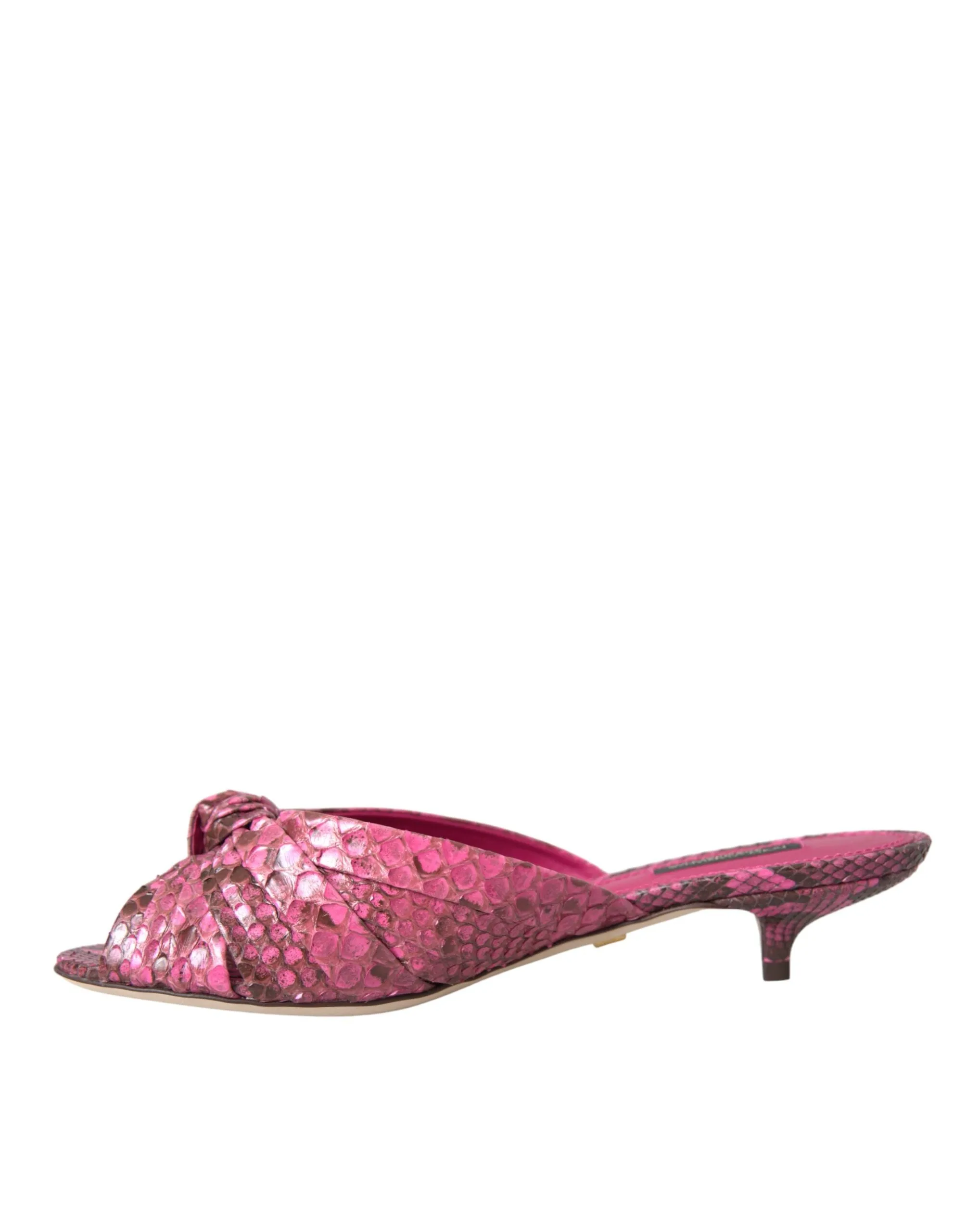 Pink Exotic Leather Kitten Heels Slides Shoes sold by Louxly product image thumbnail 5
