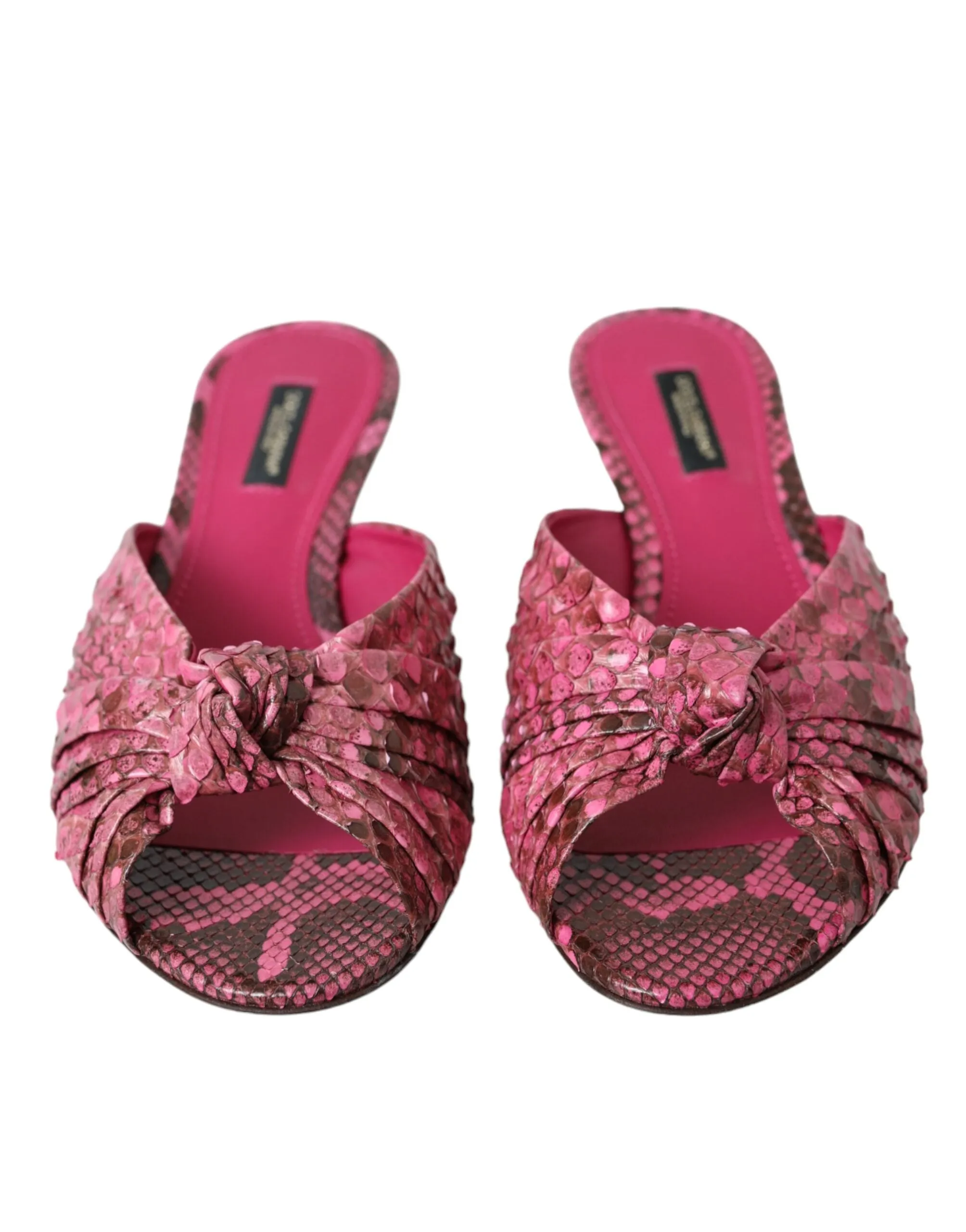 Pink Exotic Leather Kitten Heels Slides Shoes sold by Louxly product image thumbnail 2