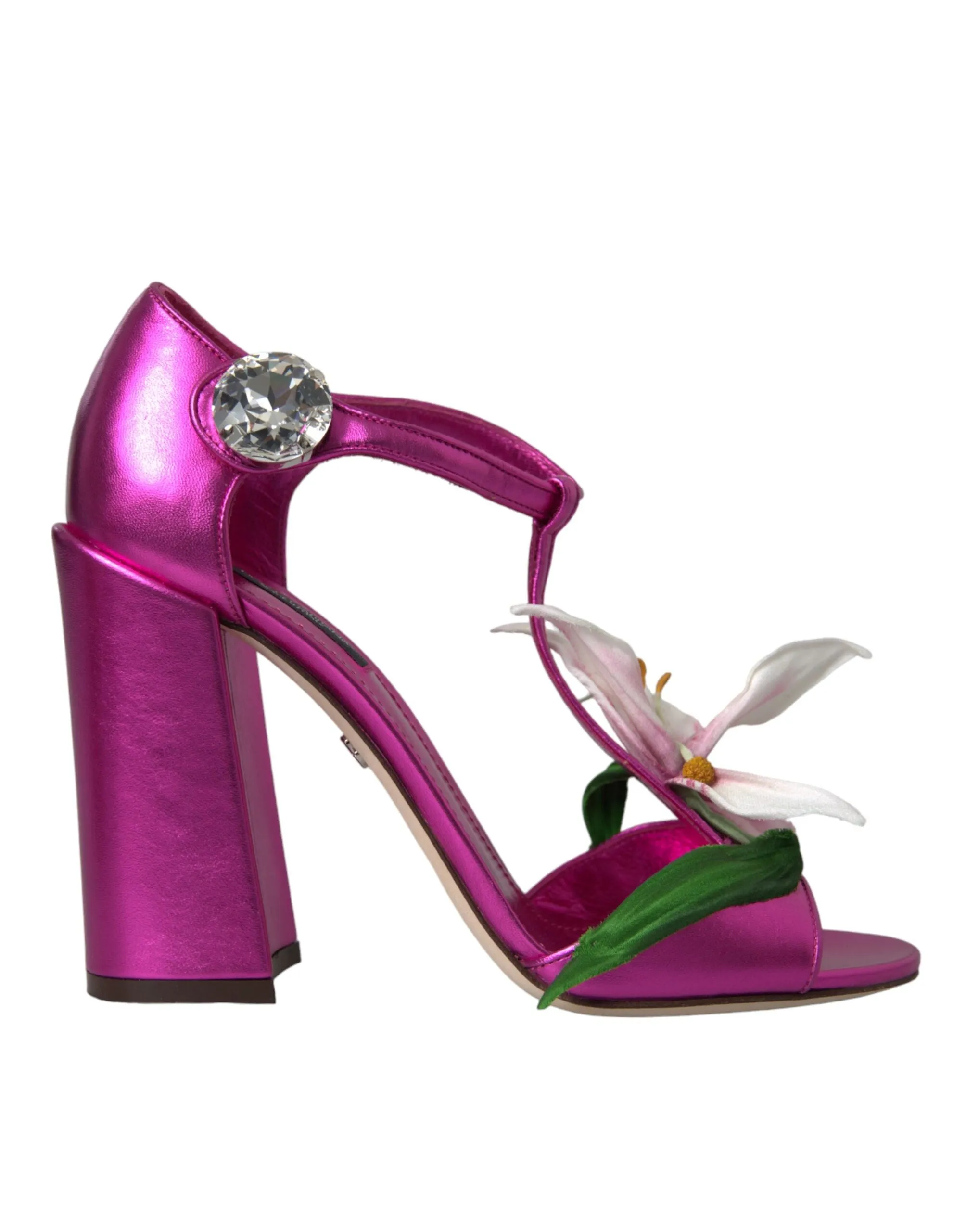 Fuchsia Flower Crystals Heels Sandals Shoes sold by Louxly