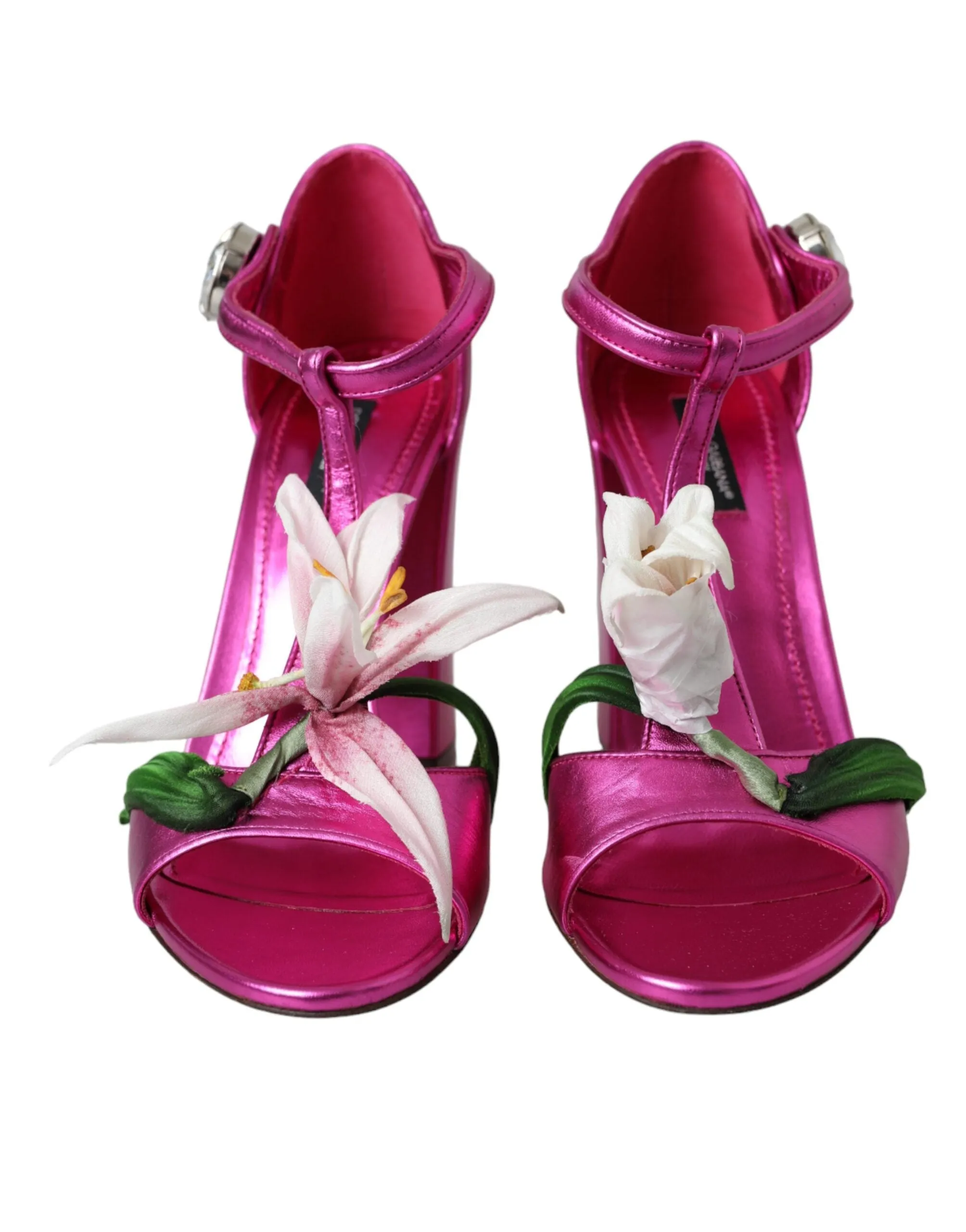 Fuchsia Flower Crystals Heels Sandals Shoes sold by Louxly product image thumbnail 2