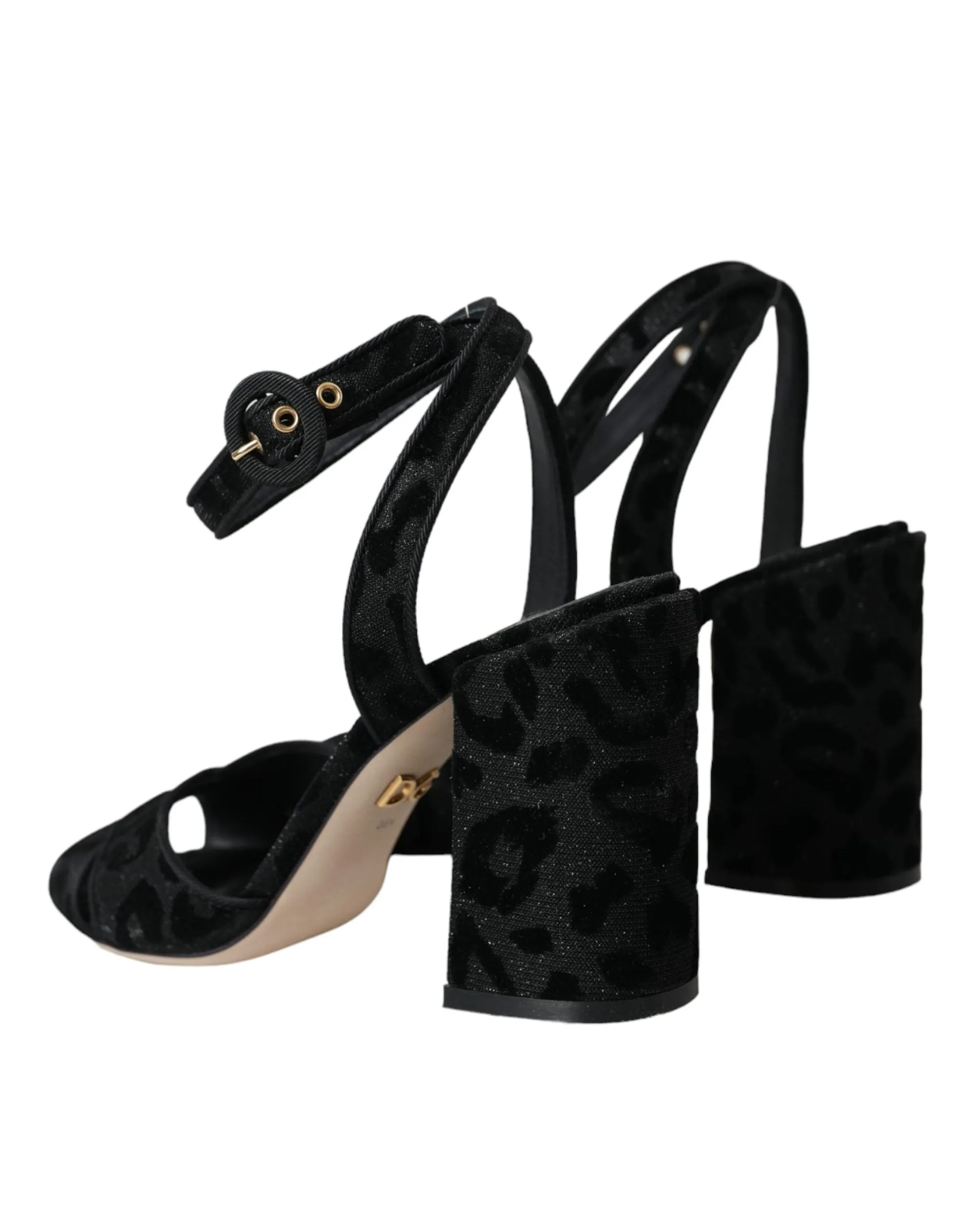 Black Leopard Suede Heels Sandals Shoes sold by Louxly product image thumbnail 3