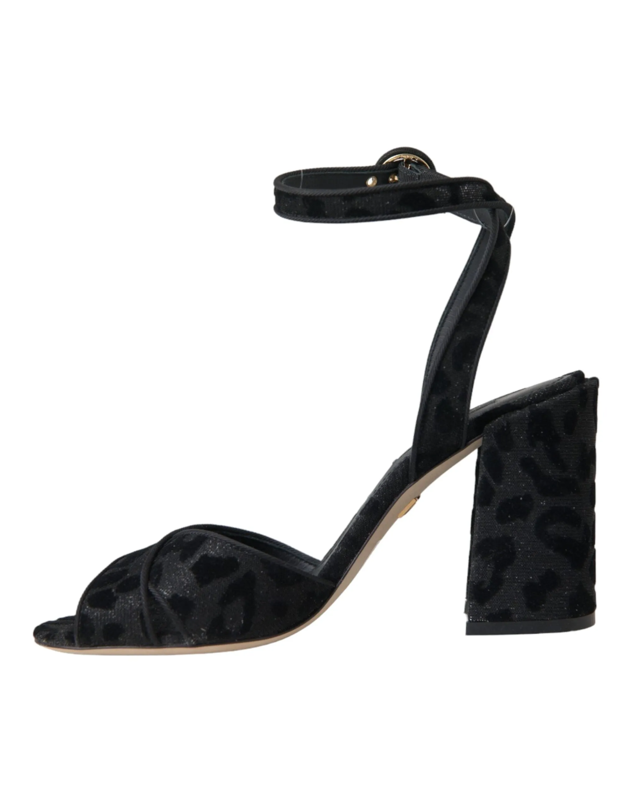 Black Leopard Suede Heels Sandals Shoes sold by Louxly product image thumbnail 4