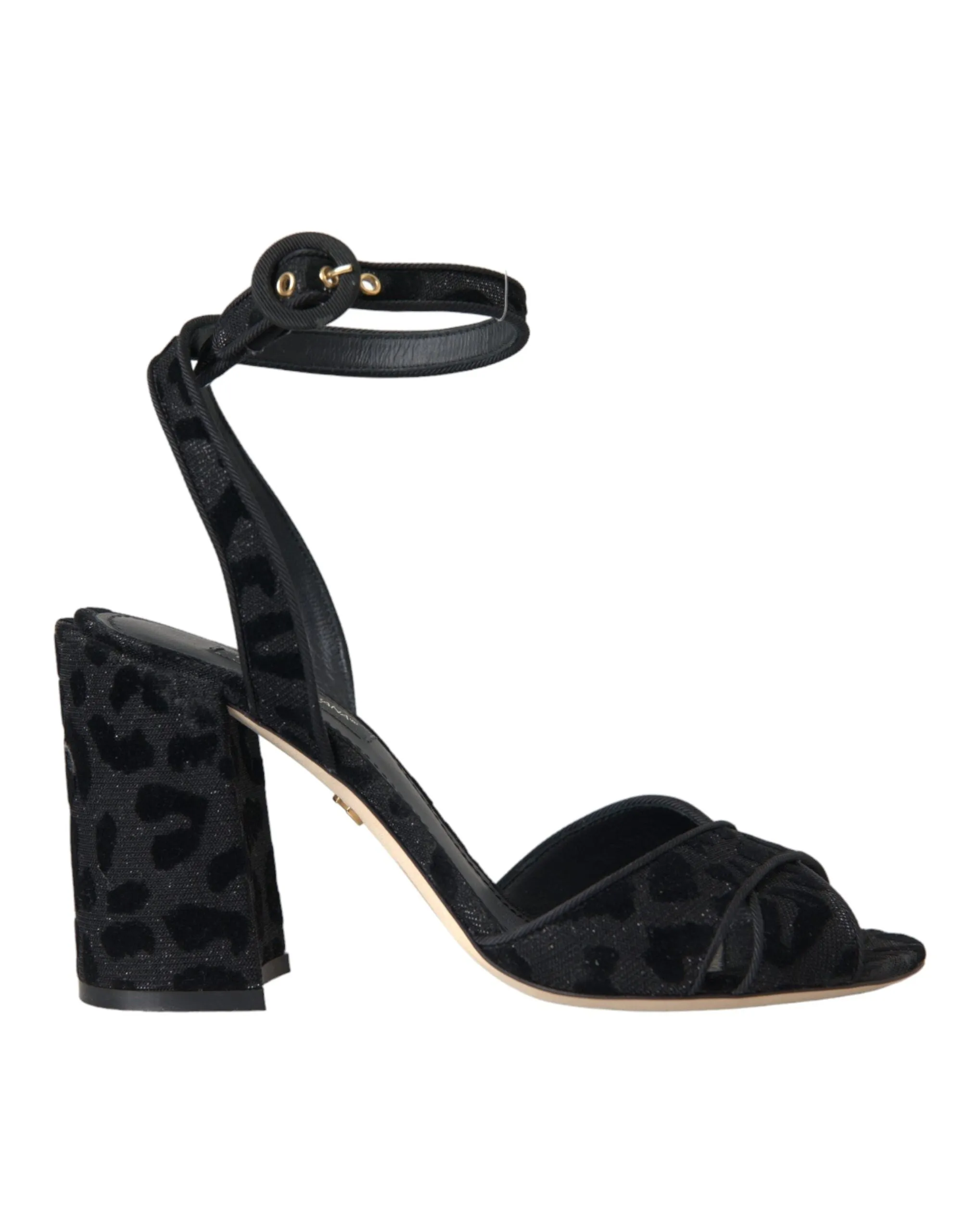 Black Leopard Suede Heels Sandals Shoes sold by Louxly