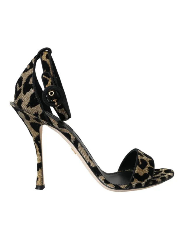 Gold Leopard Lurex High Heel Sandals Shoes sold by Louxly