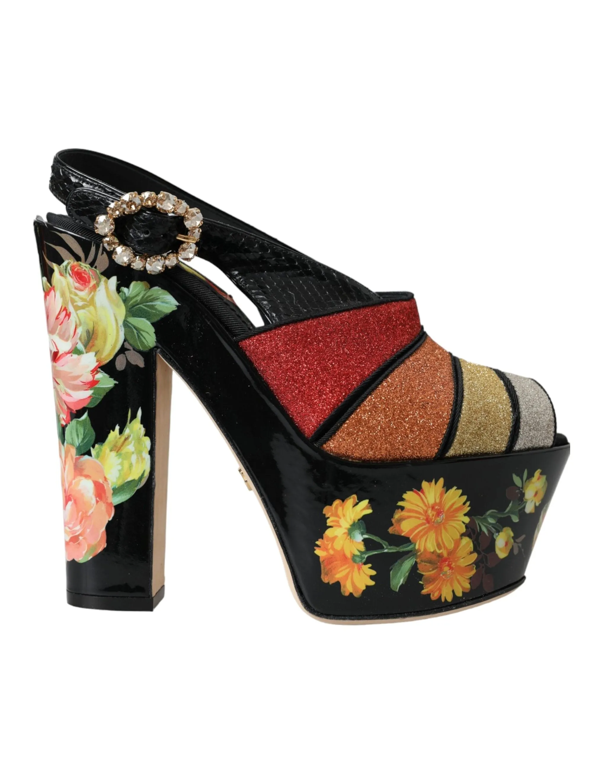 Multicolor Floral Crystal Platform Sandals Shoes sold by Louxly