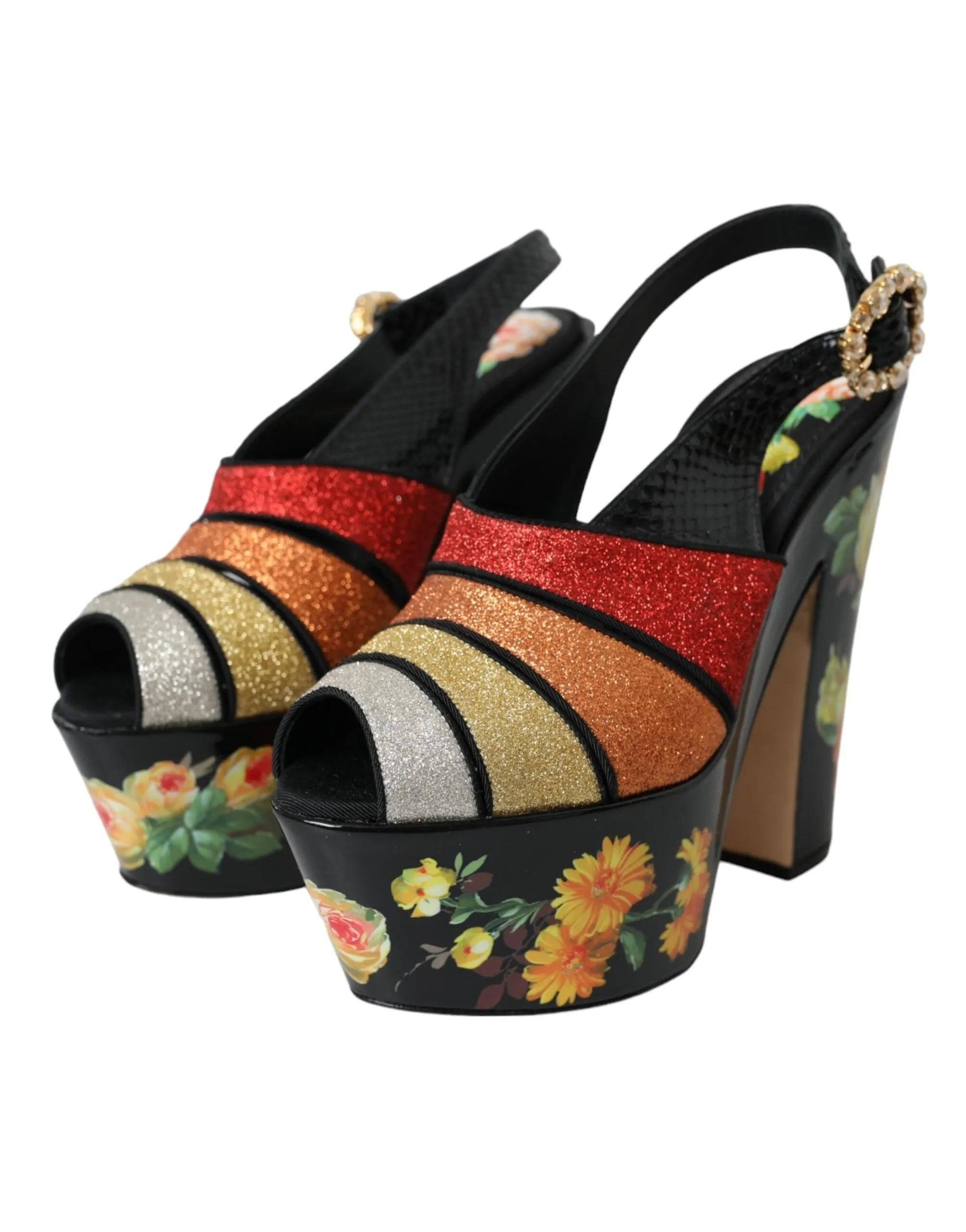 Multicolor Floral Crystal Platform Sandals Shoes sold by Louxly product image thumbnail 3