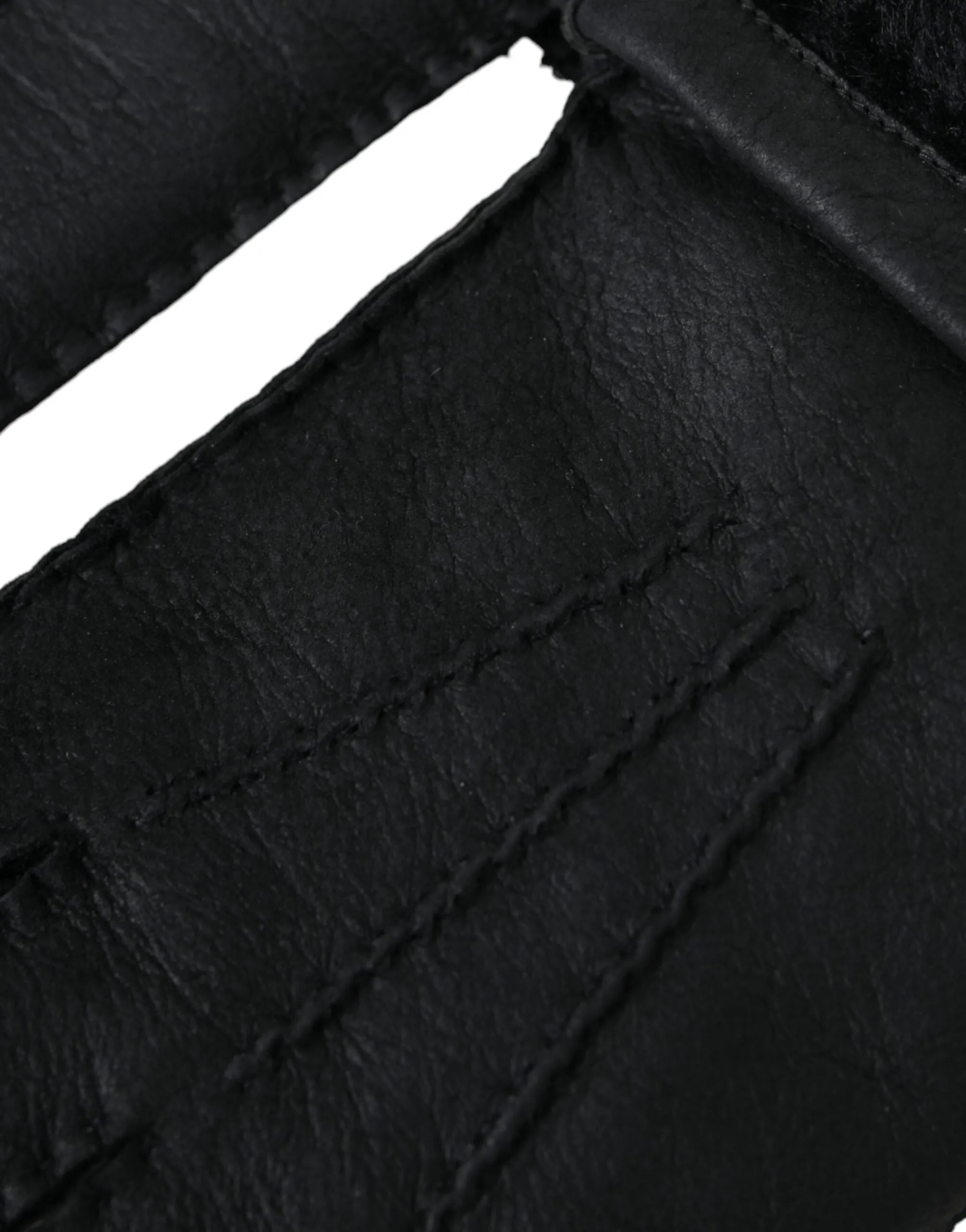 Black Leather Fur Short Hands Gloves sold by Louxly product image thumbnail 3