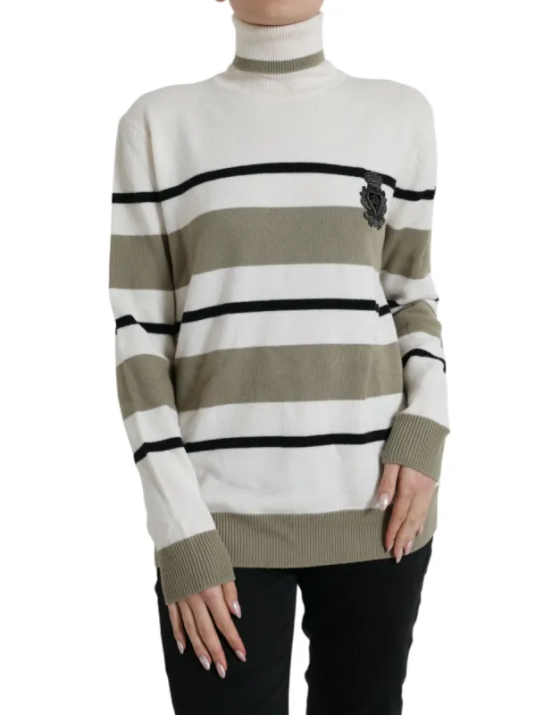 Italian Striped Wool Turtleneck Sweater sold by Louxly