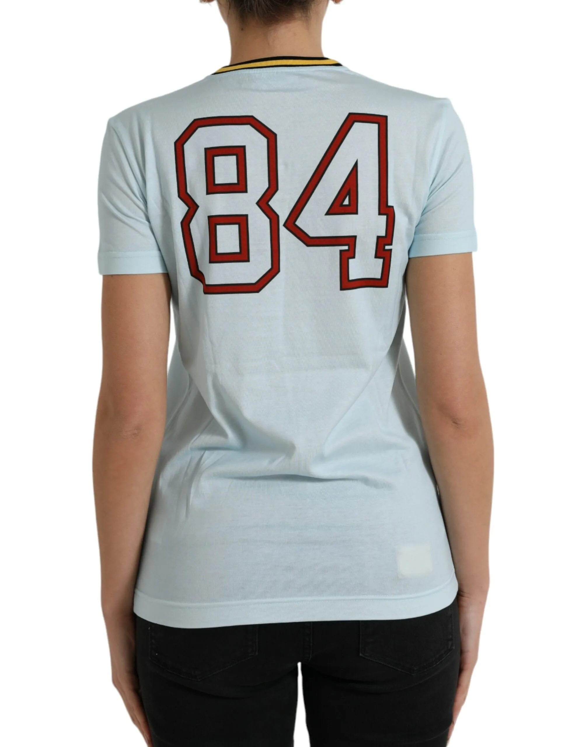 Elegant Light Blue Cotton T-Shirt sold by Louxly product image thumbnail 3