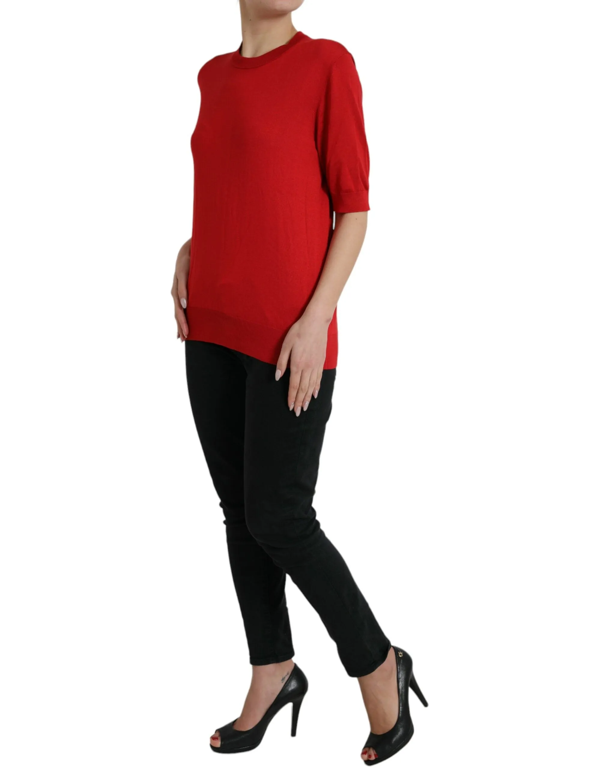 Silk Red Crew Neck Top sold by Louxly product image thumbnail 2