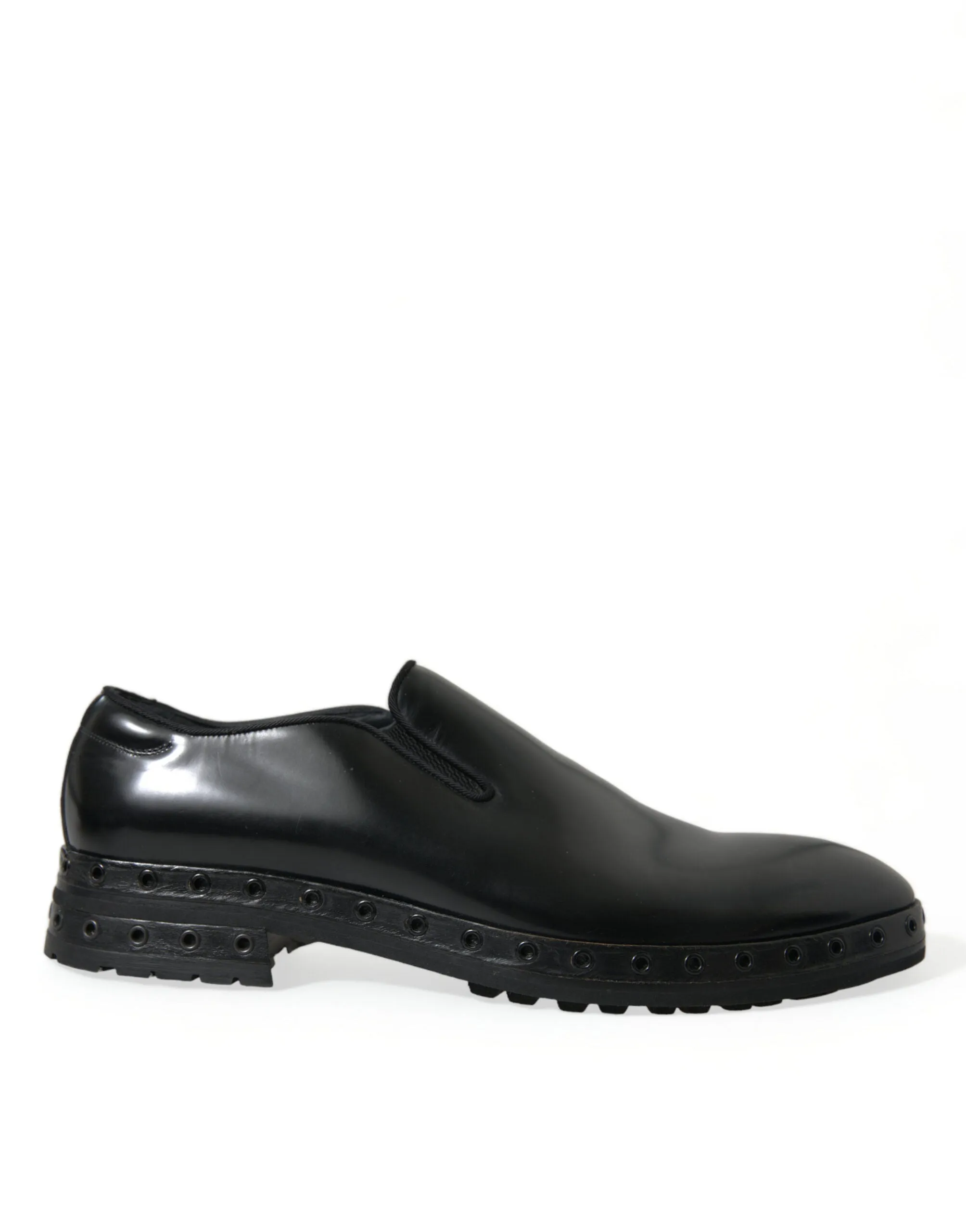 Elegant Black Leather Studded Loafers sold by Louxly