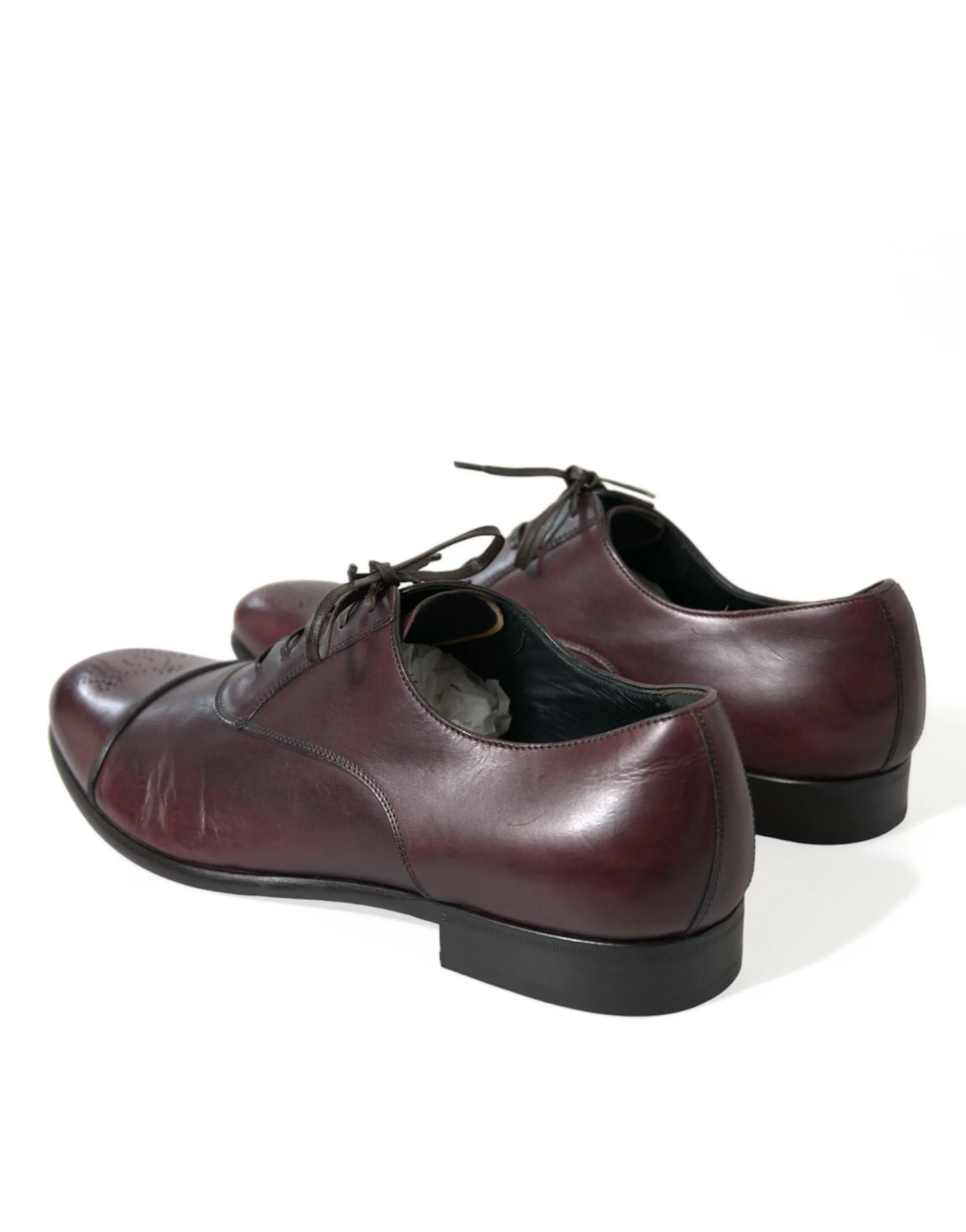Elegant Burgundy Leather Derby Shoes sold by Louxly product image thumbnail 4