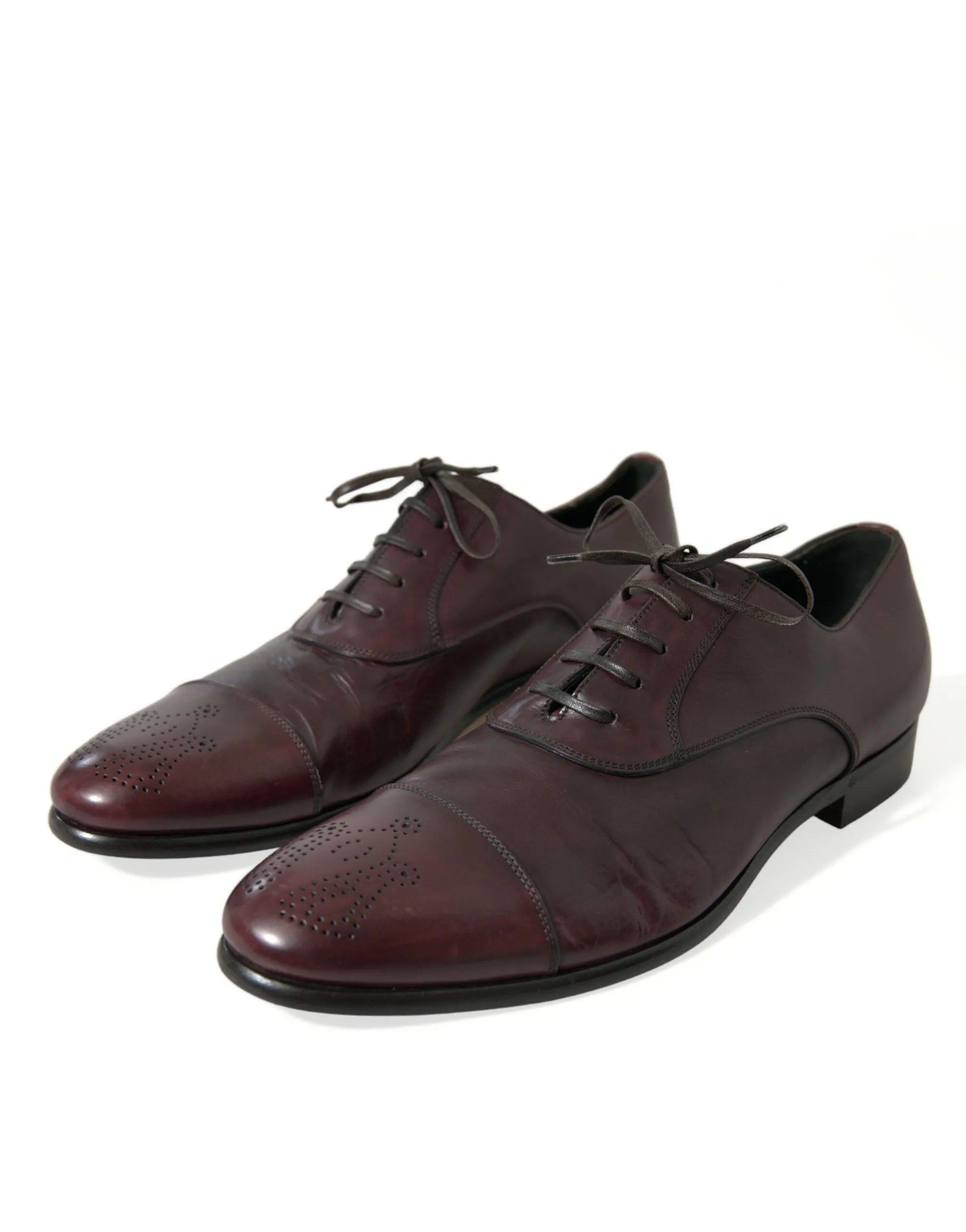 Elegant Burgundy Leather Derby Shoes sold by Louxly product image thumbnail 3