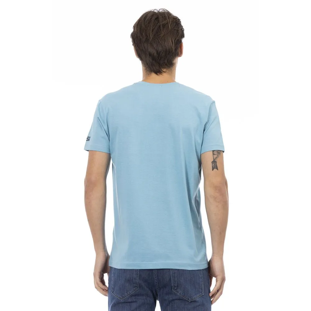 Light Blue Cotton Men T-Shirt sold by Louxly product image thumbnail 3