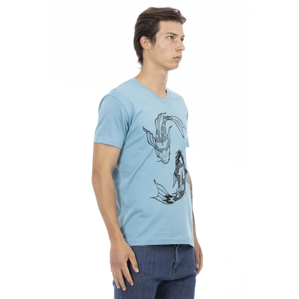 Light Blue Cotton Men T-Shirt sold by Louxly product image thumbnail 2