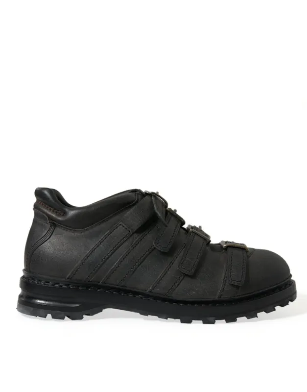 Black Leather Ankle Strap Boots sold by Louxly