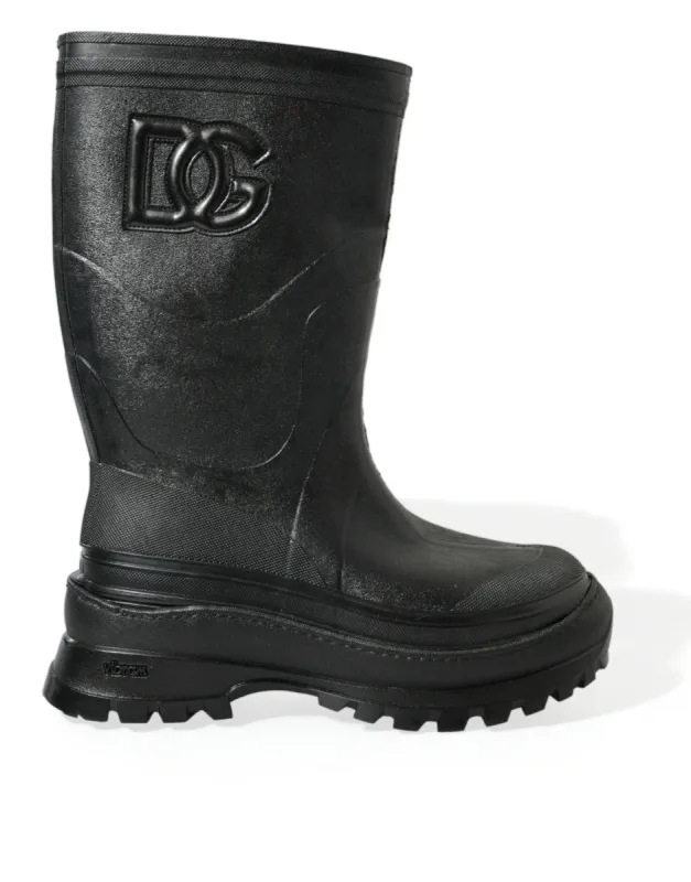 Sleek Metallic Rubber Rain Boots with DG Logo sold by Louxly
