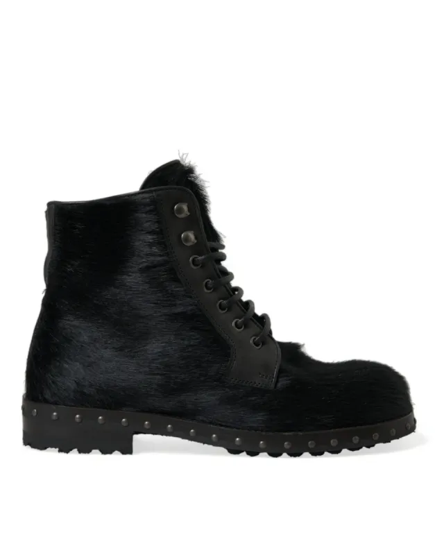 Elegant Black Calf Leather Lace-Up Boots sold by Louxly