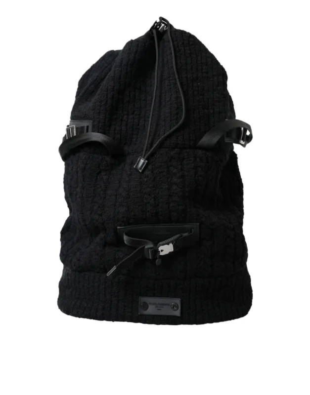 Elegant Tricot Wool-Blend Backpack in Black sold by Louxly