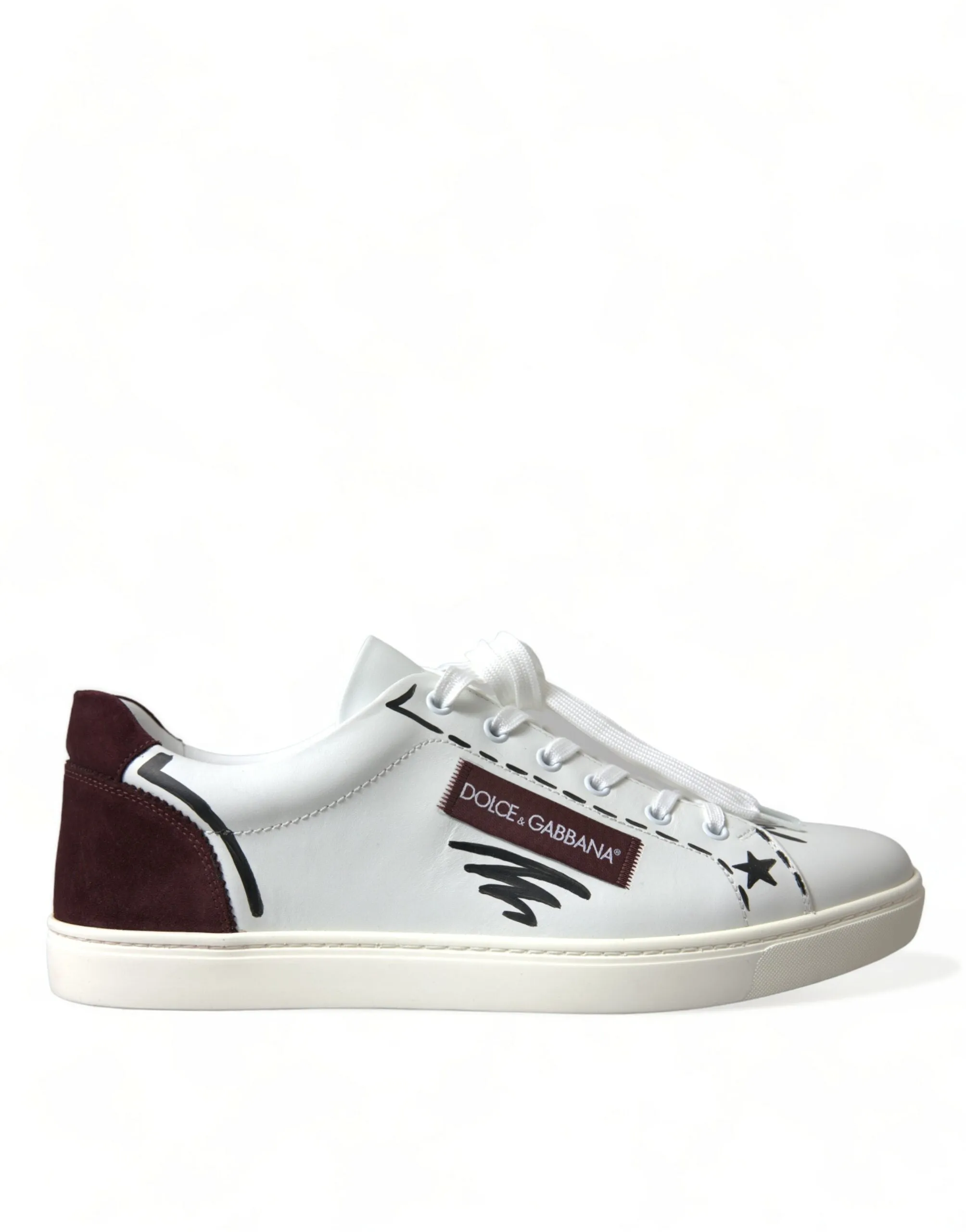 Exclusive White Bordeaux Low Top Sneakers sold by Louxly