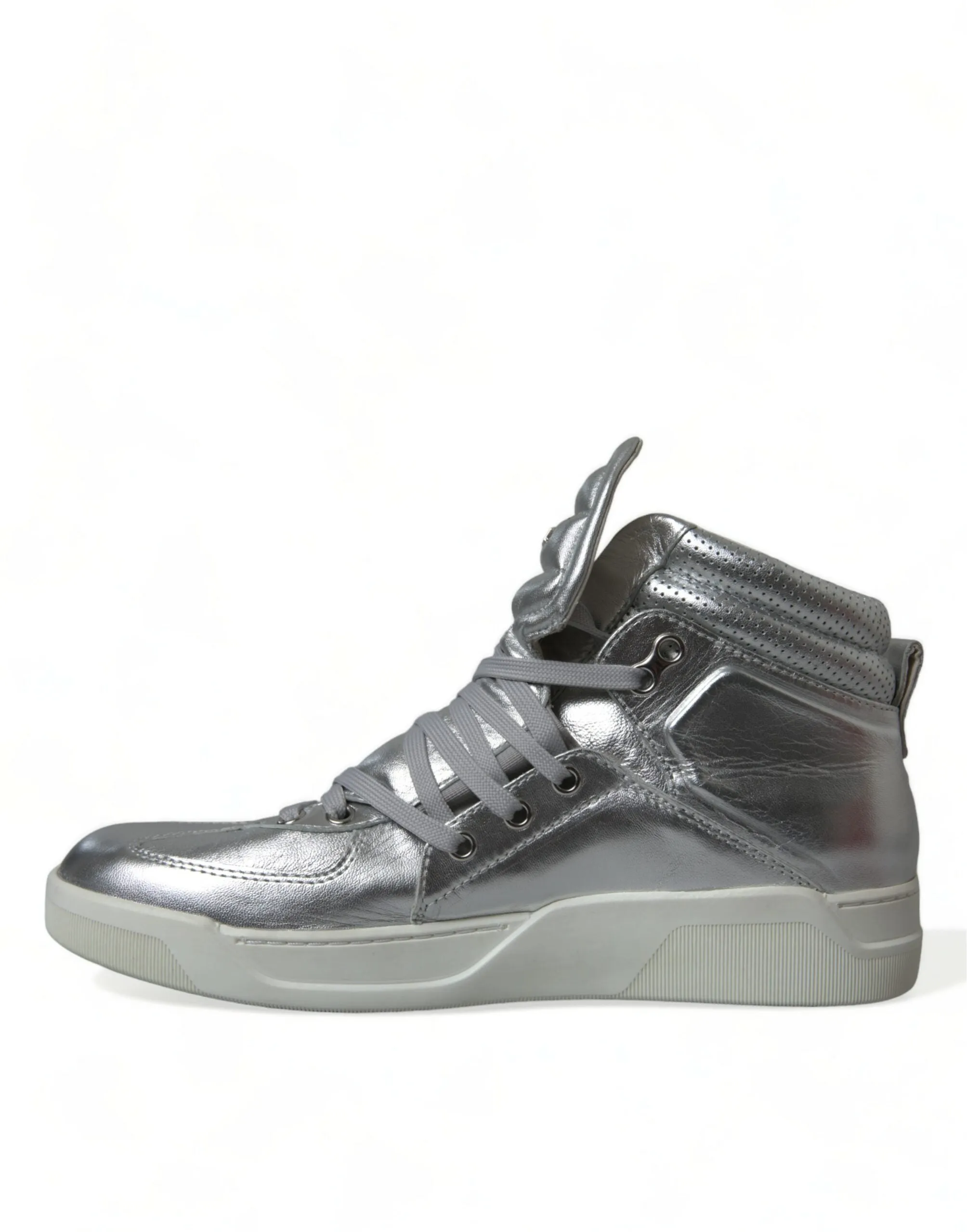 Silver Leather High-Top Sneakers sold by Louxly product image thumbnail 5