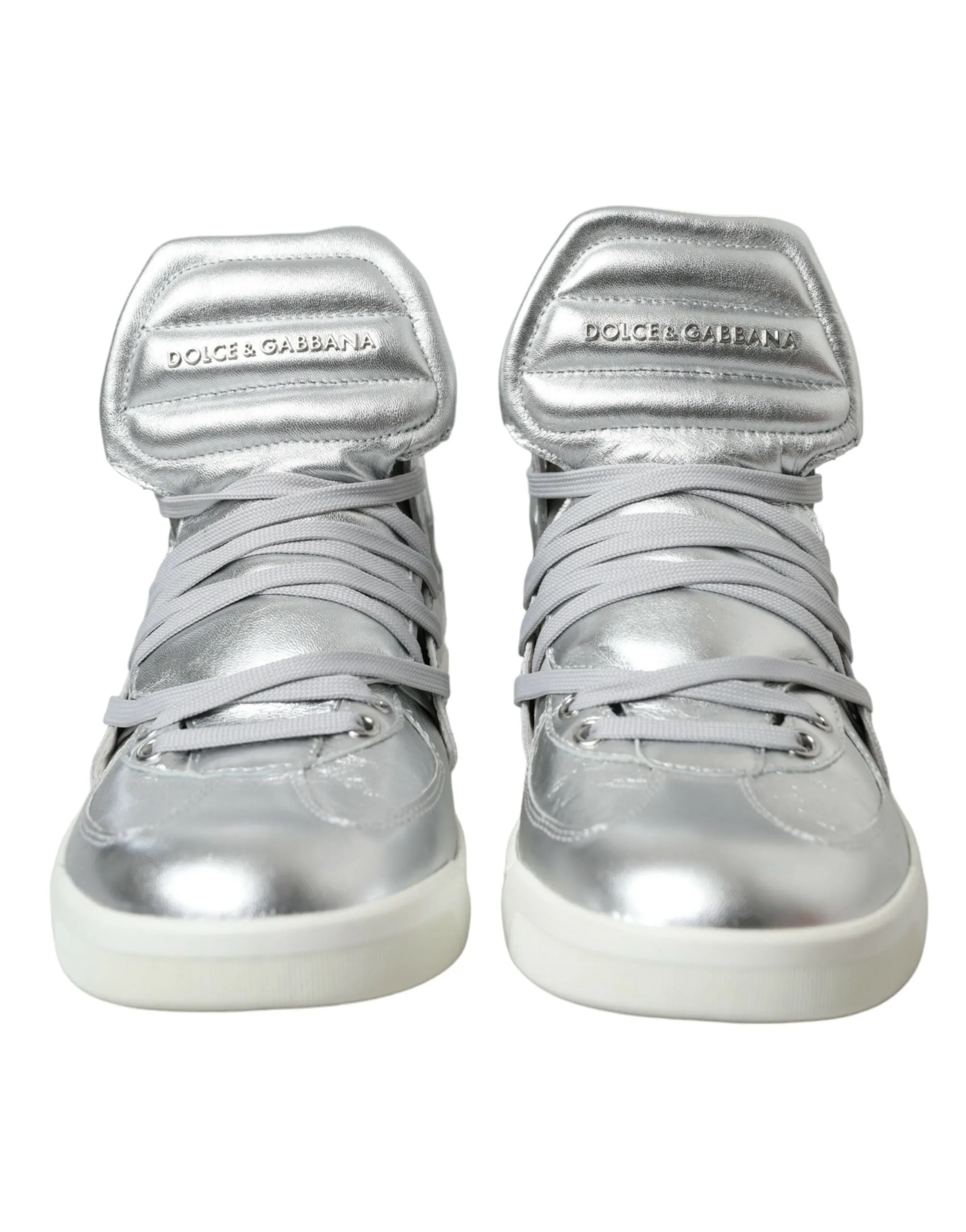 Silver Leather High-Top Sneakers sold by Louxly product image thumbnail 2