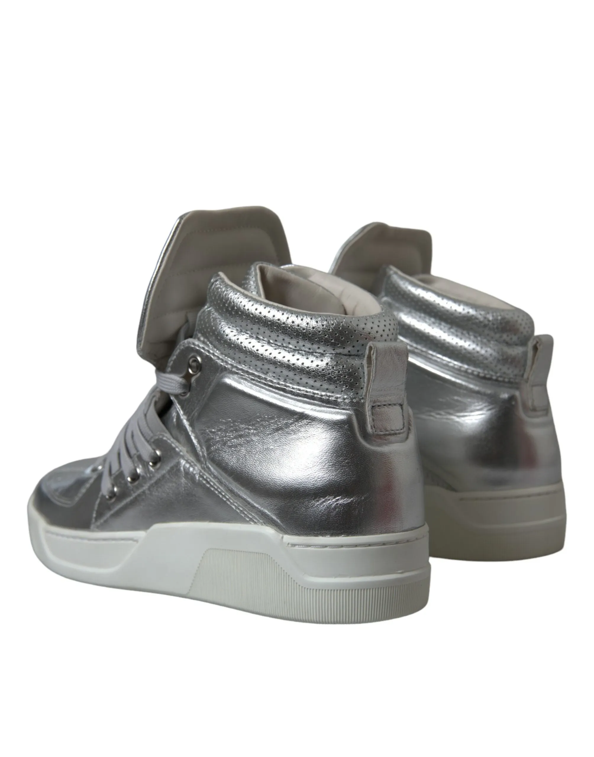 Silver Leather High-Top Sneakers sold by Louxly product image thumbnail 4