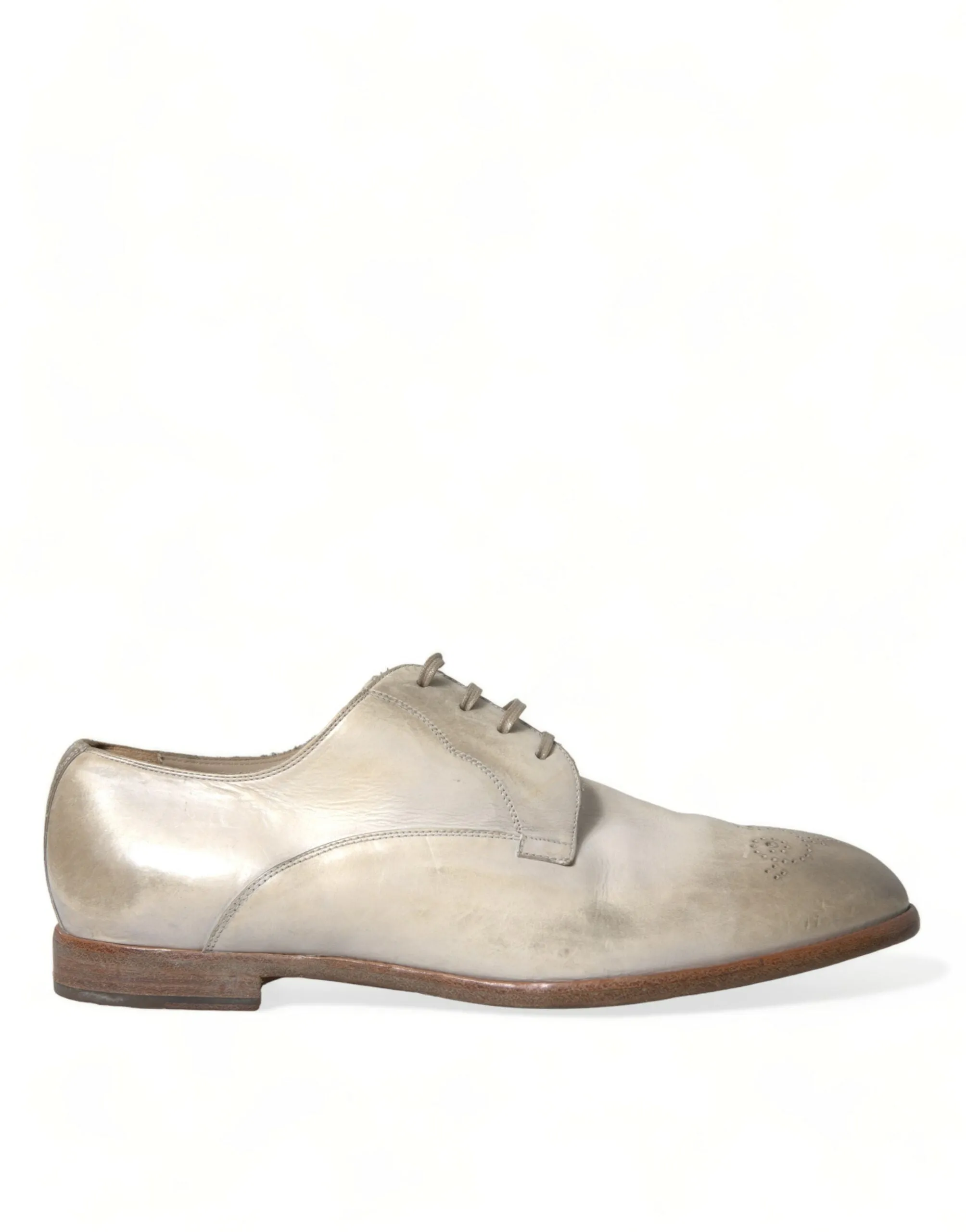Elegant White Calfskin Derby Shoes sold by Louxly