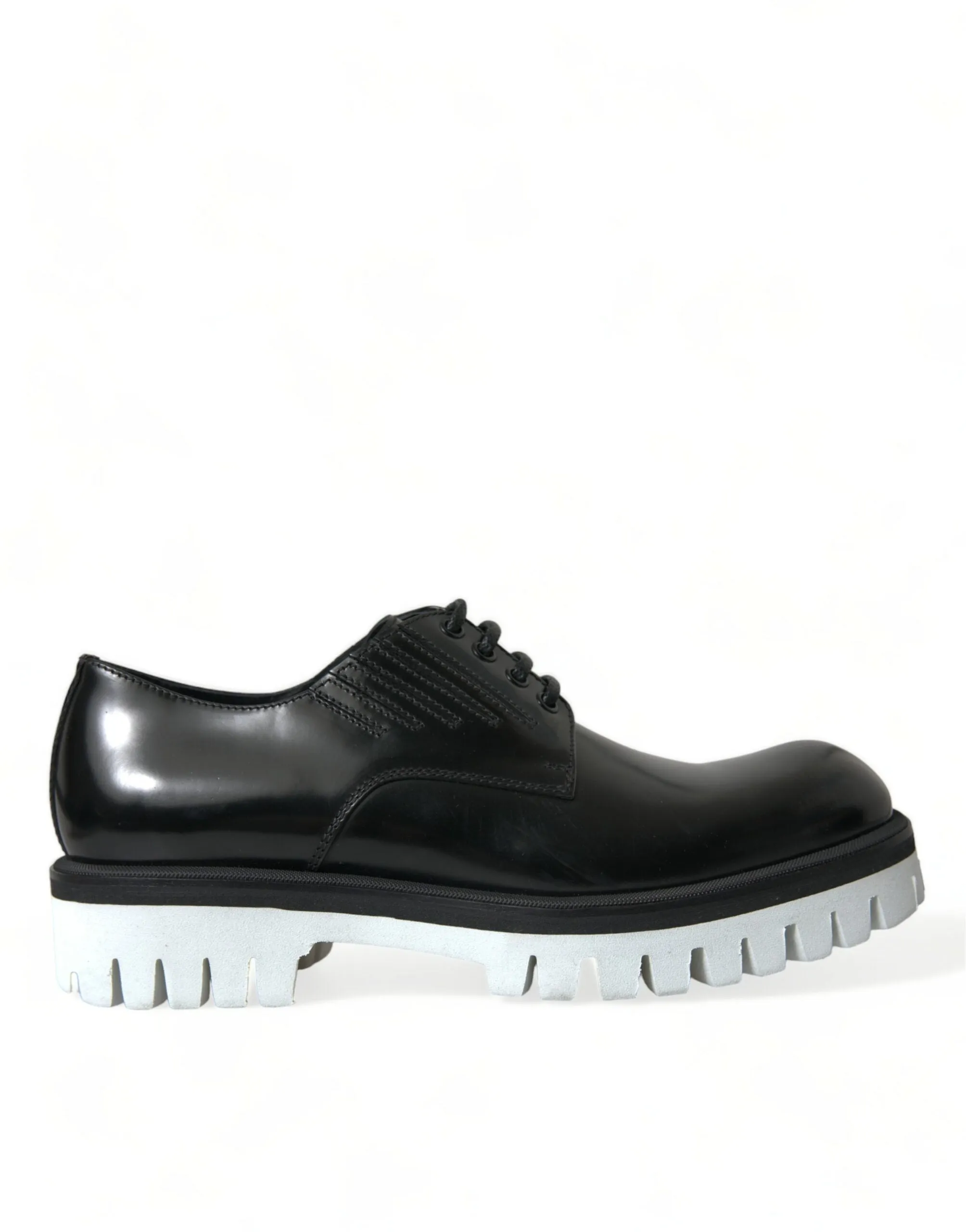 Sophisticated Black and White Leather Derby Shoes sold by Louxly