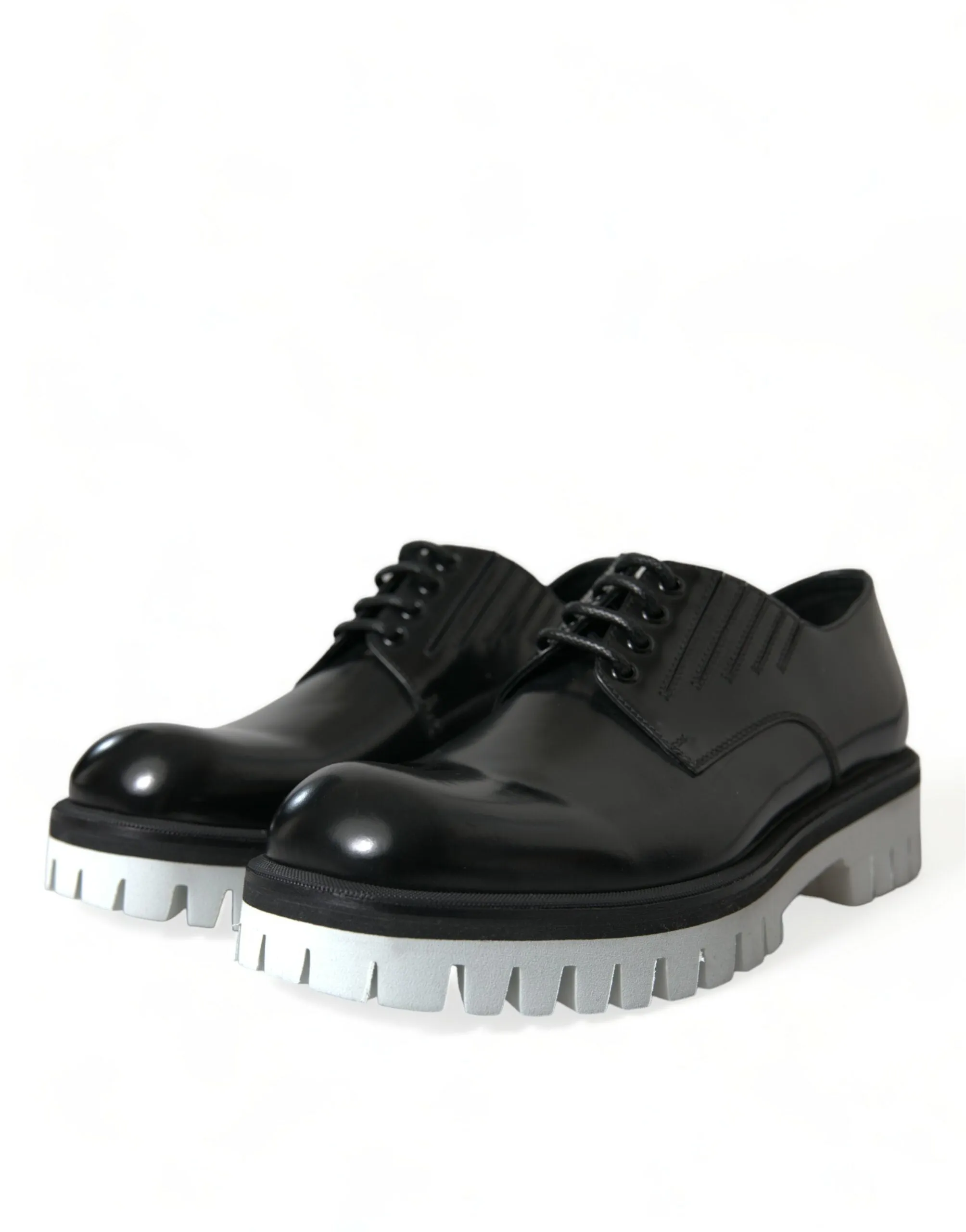 Sophisticated Black and White Leather Derby Shoes sold by Louxly product image thumbnail 3