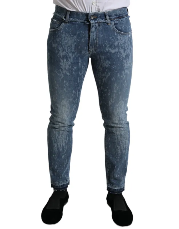 Chic Blue Skinny Stretch Denim Jeans sold by Louxly