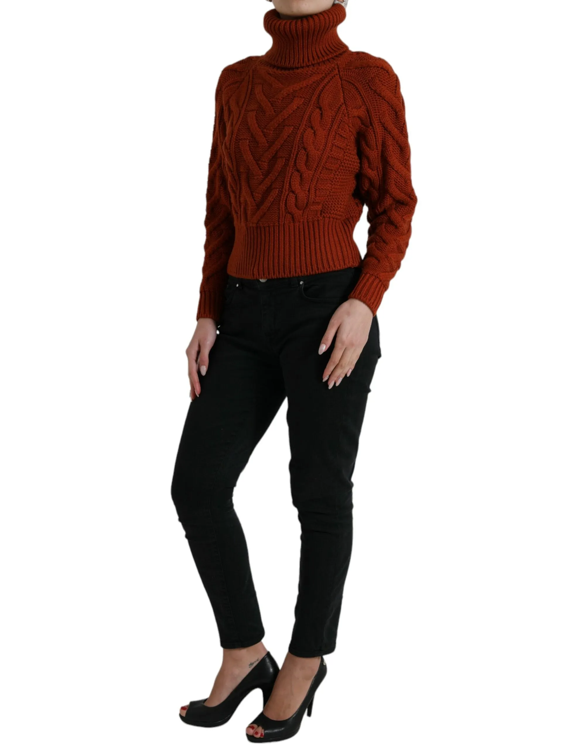 Elegant Brown Turtleneck Wool Sweater sold by Louxly product image thumbnail 2