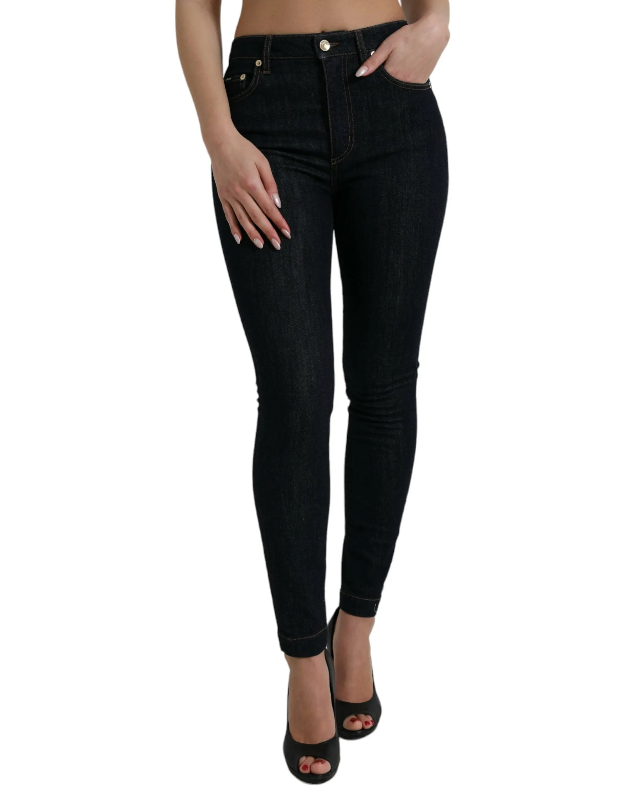 Sleek Mid-Waist Stretch Denim Jeans sold by Louxly