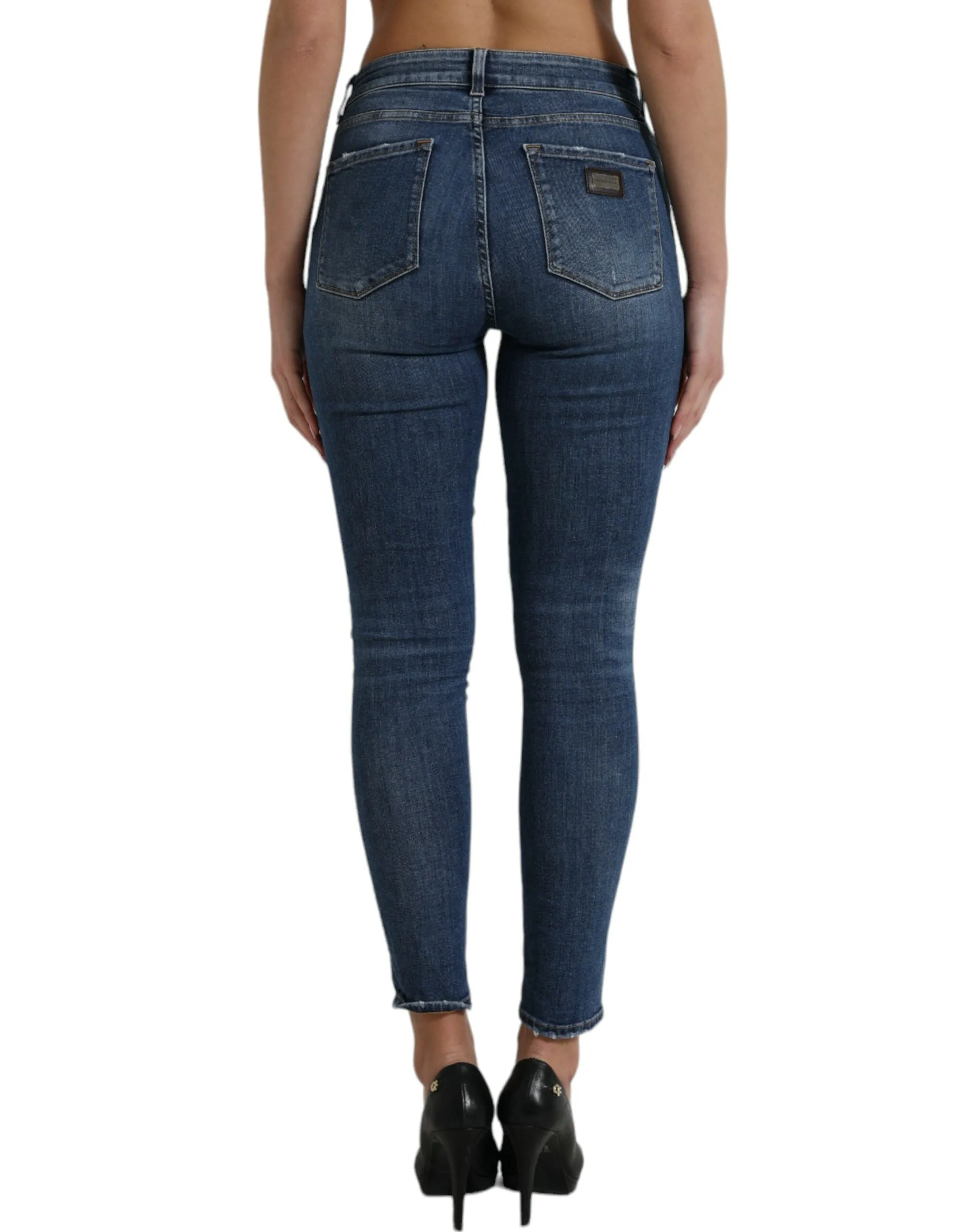 Chic Mid Waist Stretch Denim Jeans sold by Louxly product image thumbnail 3