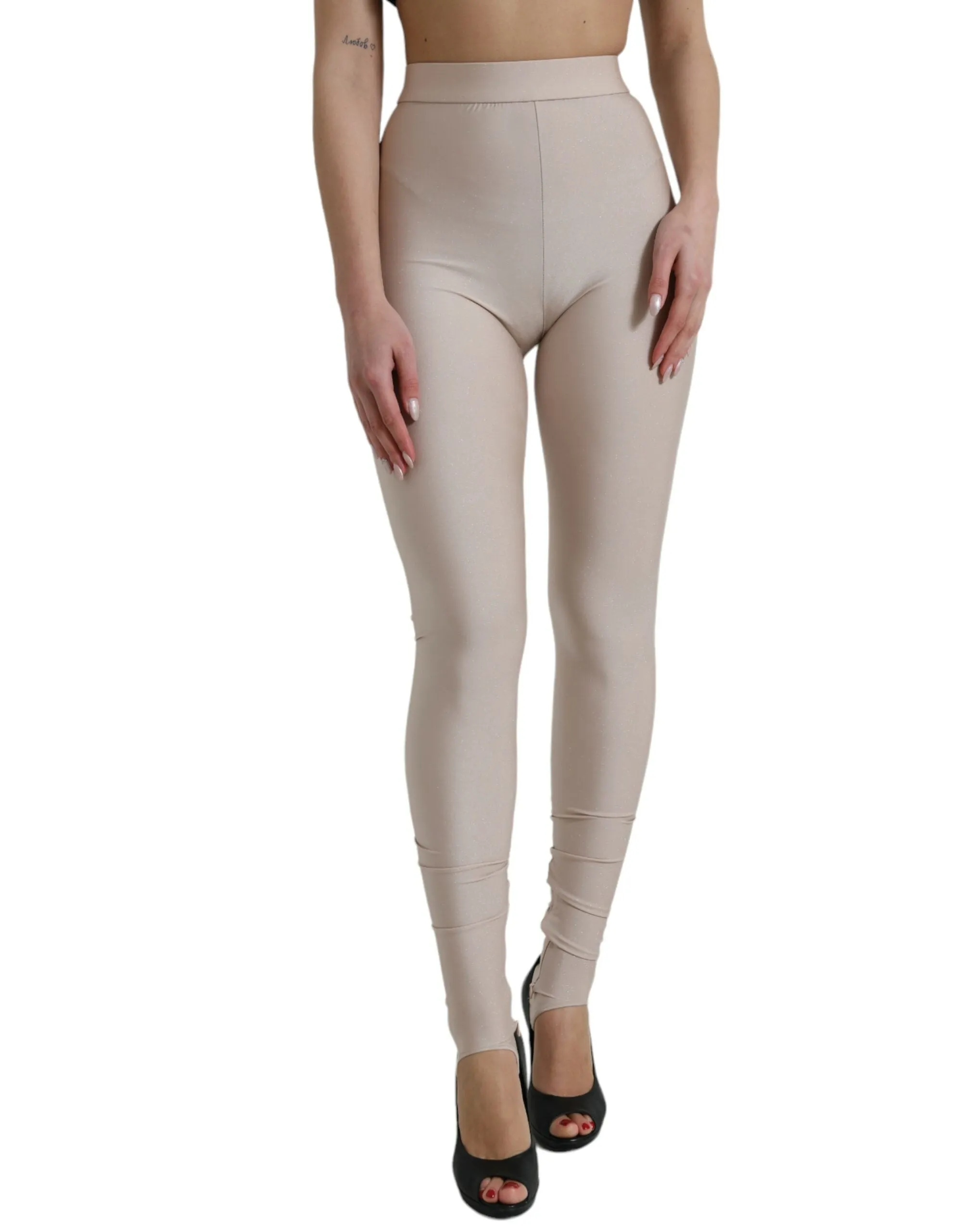 Chic Beige High Waist Leggings sold by Louxly