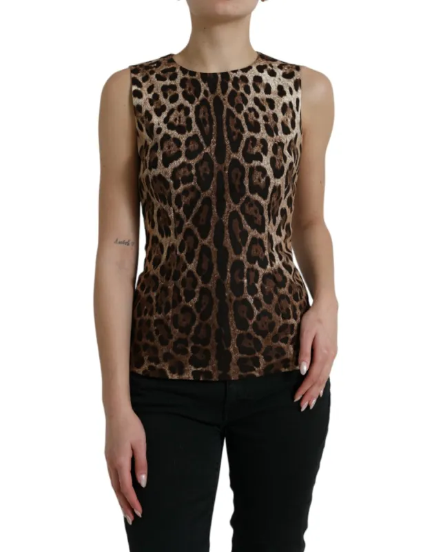 Sleek Leopard Print Silk-Blend Tank Top sold by Louxly