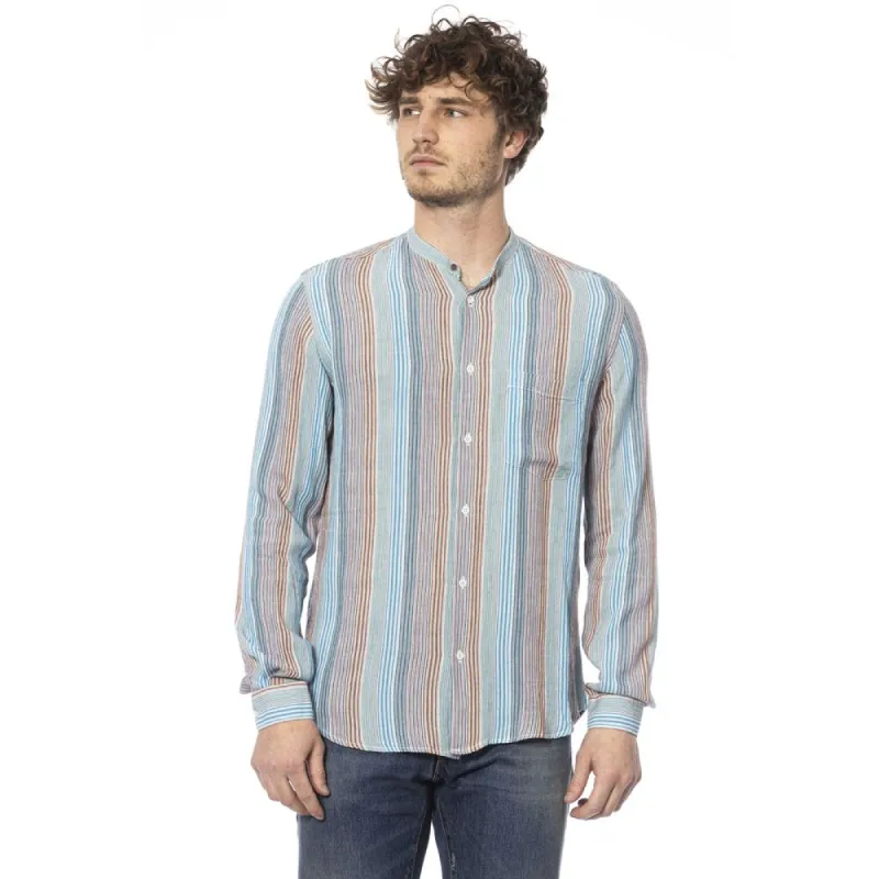 Elegant Light Blue Mandarincollar Shirt sold by Louxly