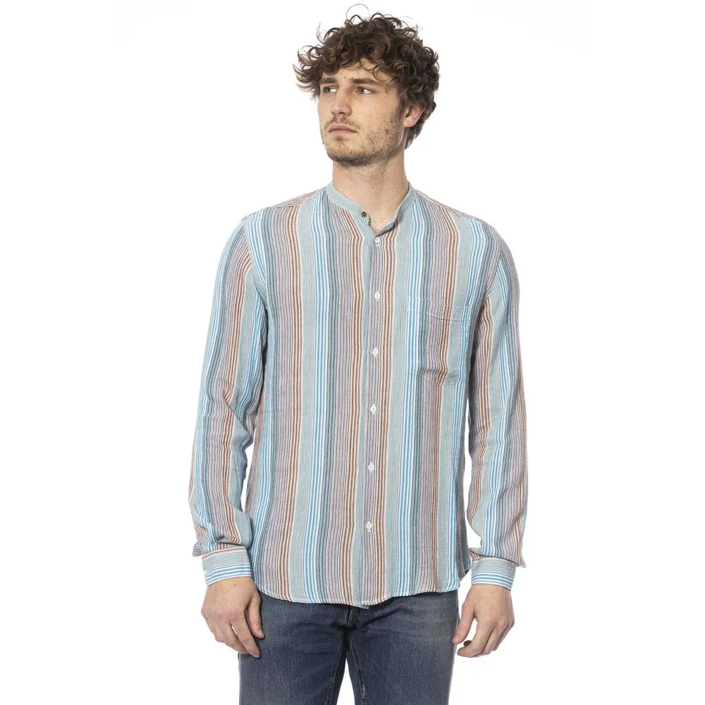 Elegant Light Blue Mandarincollar Shirt sold by Louxly