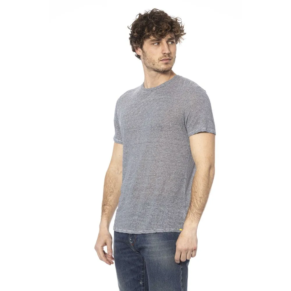 Chic Blue Linen-Viscose Crew Neck Tee sold by Louxly product image thumbnail 2