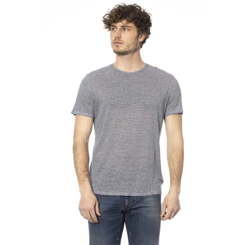 Chic Blue Linen-Viscose Crew Neck Tee sold by Louxly