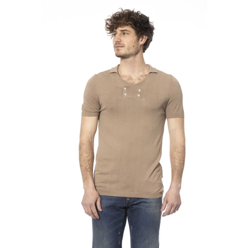 Elegant Beige Cotton Polo for Men sold by Louxly