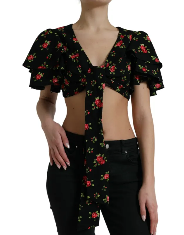 Floral Print Cropped Top Luxe Fashion sold by Louxly