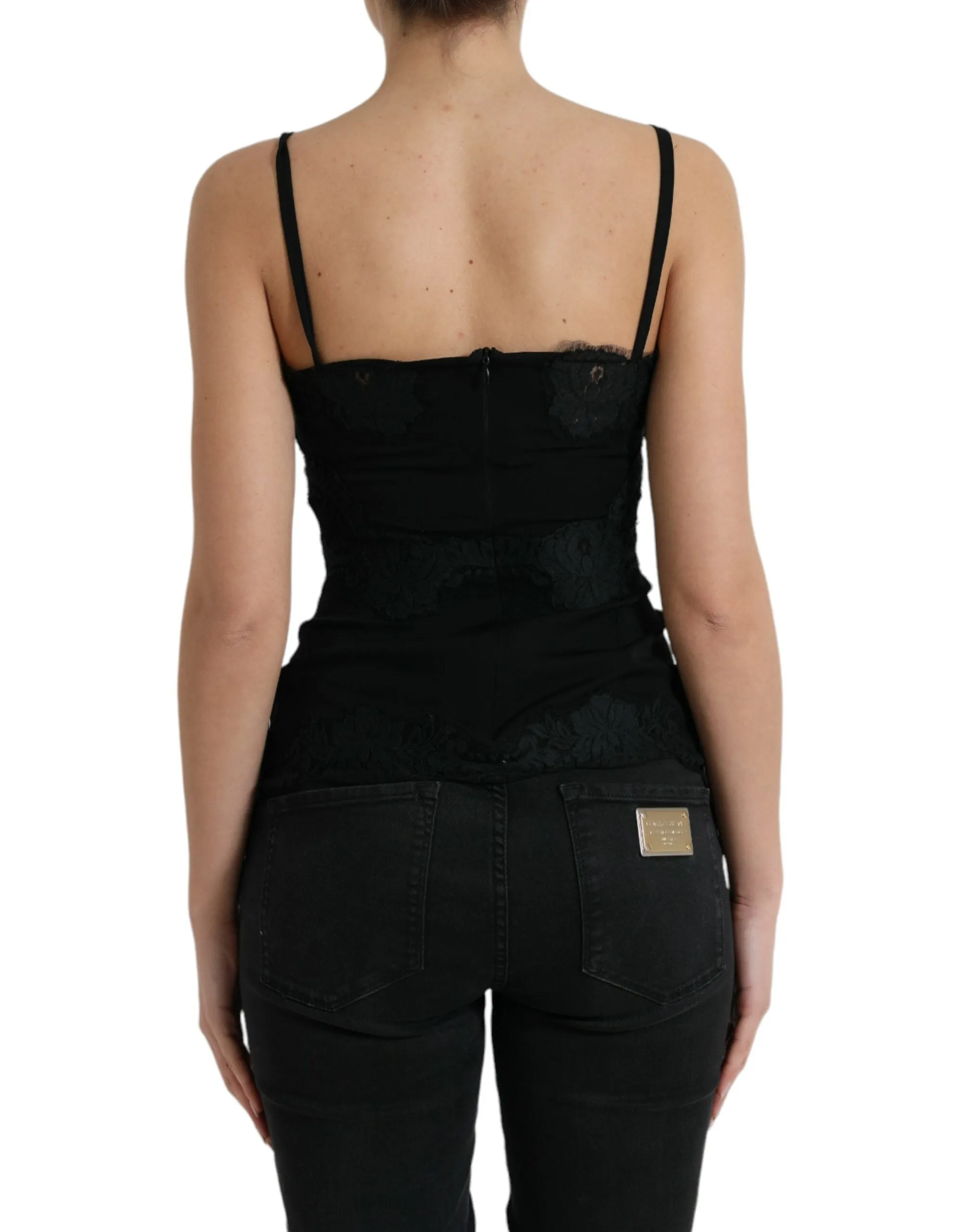 Elegant Black Silk Lace Tank Top sold by Louxly product image thumbnail 3