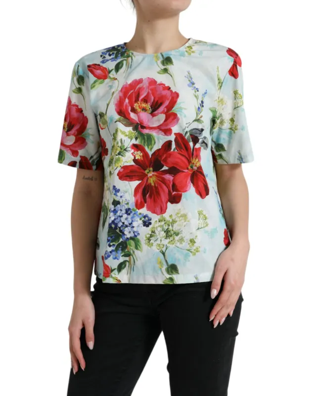 Chic Floral Round Neck Cotton Top sold by Louxly