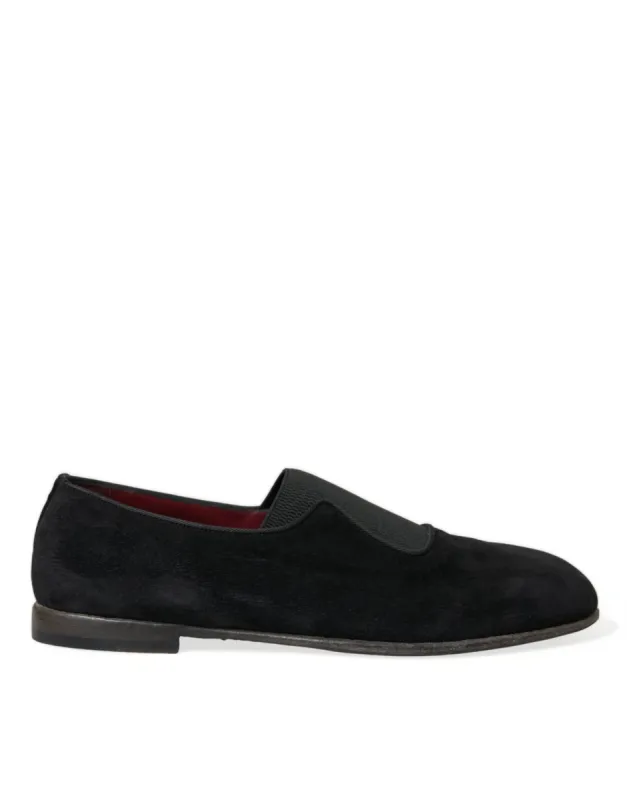 Elegant Black Velor Loafers for the Discerning Gentleman sold by Louxly