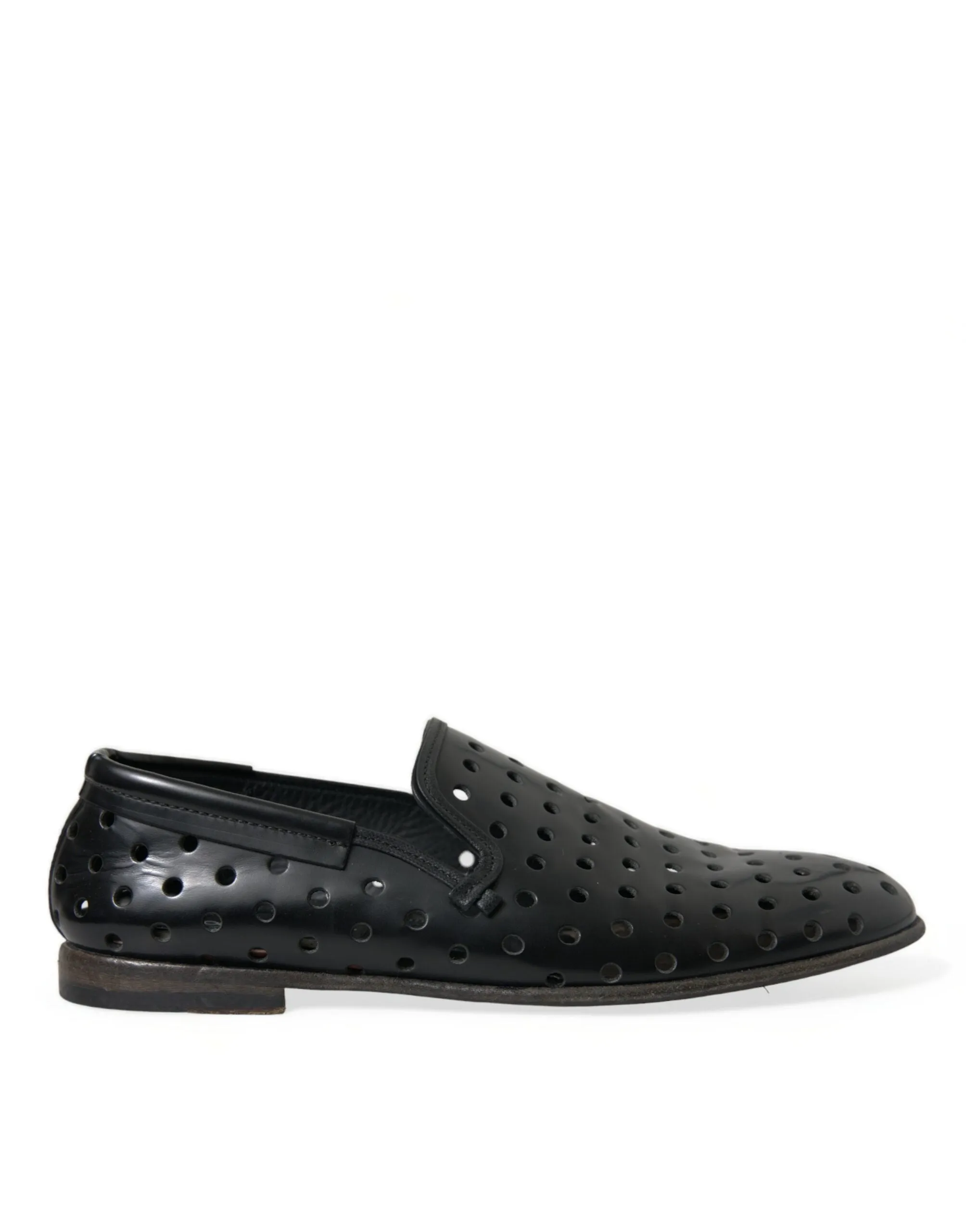 Elegant Black Leather Perforated Loafers sold by Louxly
